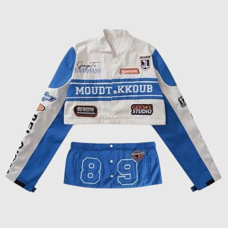 Retro Design Removable  Racing Baseball Jacket