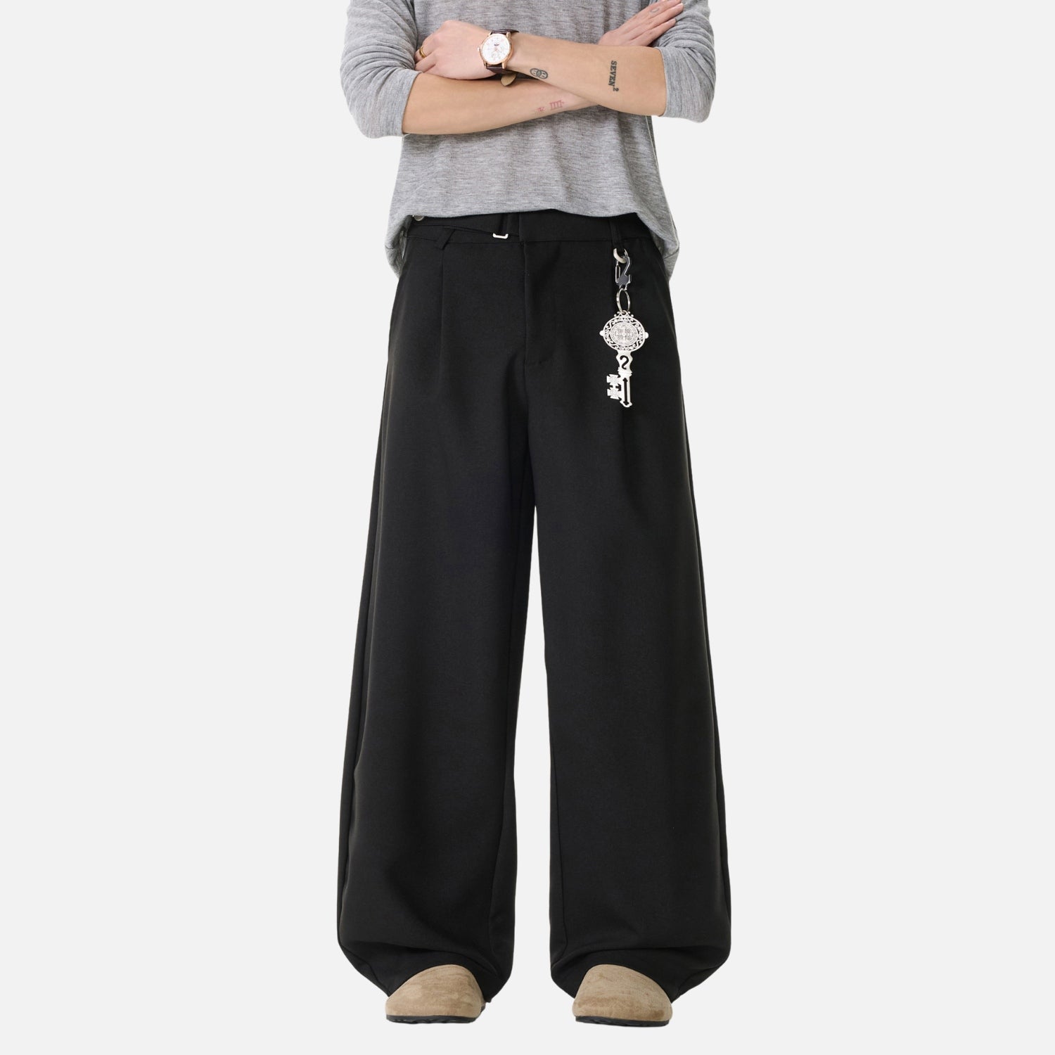 Old-Money Curved Tailored Pants