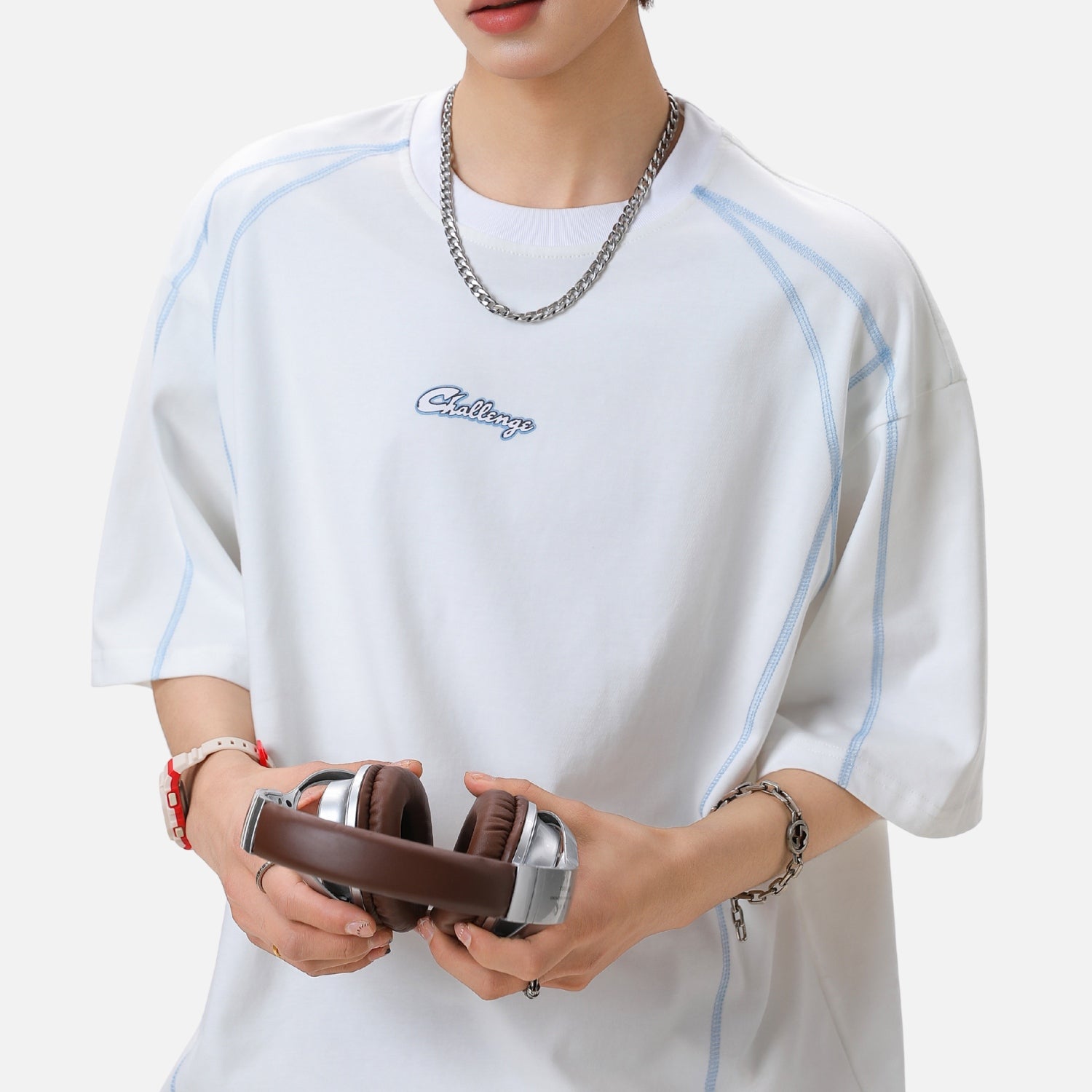 Contrast Stitch Graphic Cotton Tee