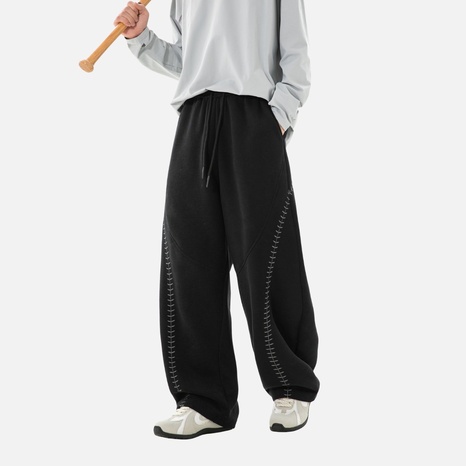 Baseball-Inspired Baggy Sweatpants