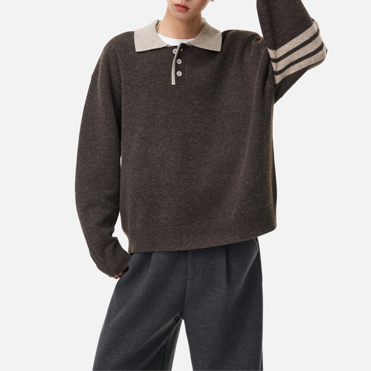 Vintage Old-Money Colorblock Polo Sweater