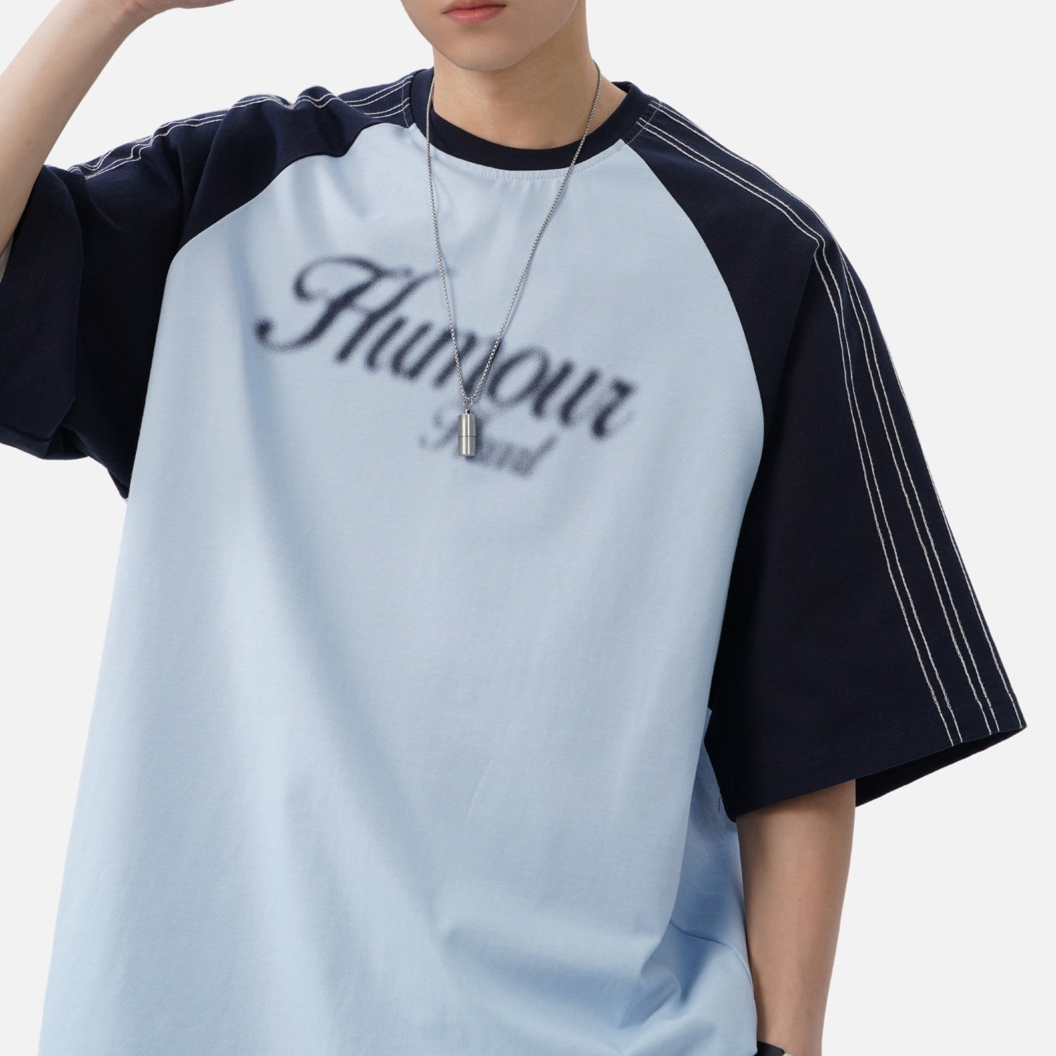 Contrast-Stitch Raglan Tee
