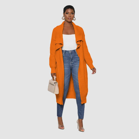 Solid Color Long Knit Cardigans