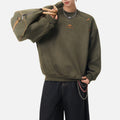 Suede-Texture Embroidered Sweatshirt