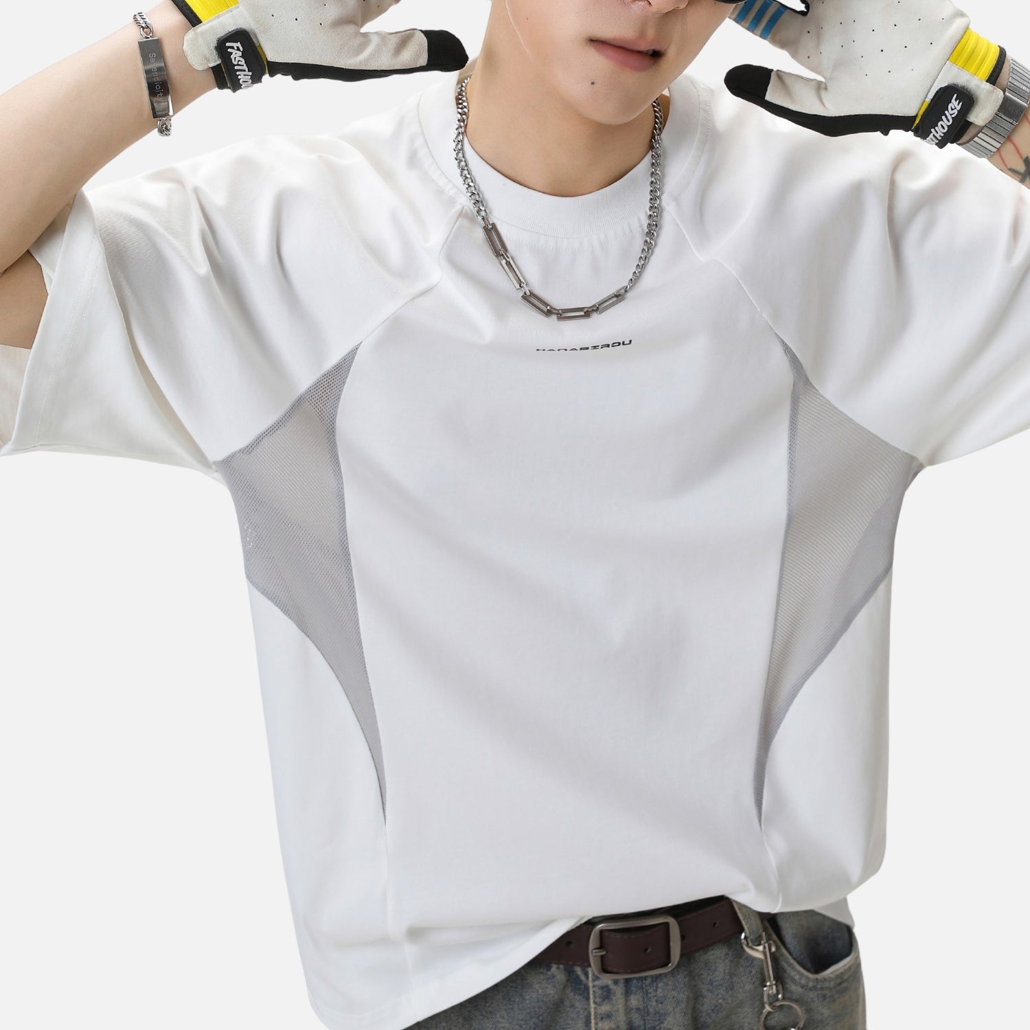 Asymmetric Mesh Panel Tee