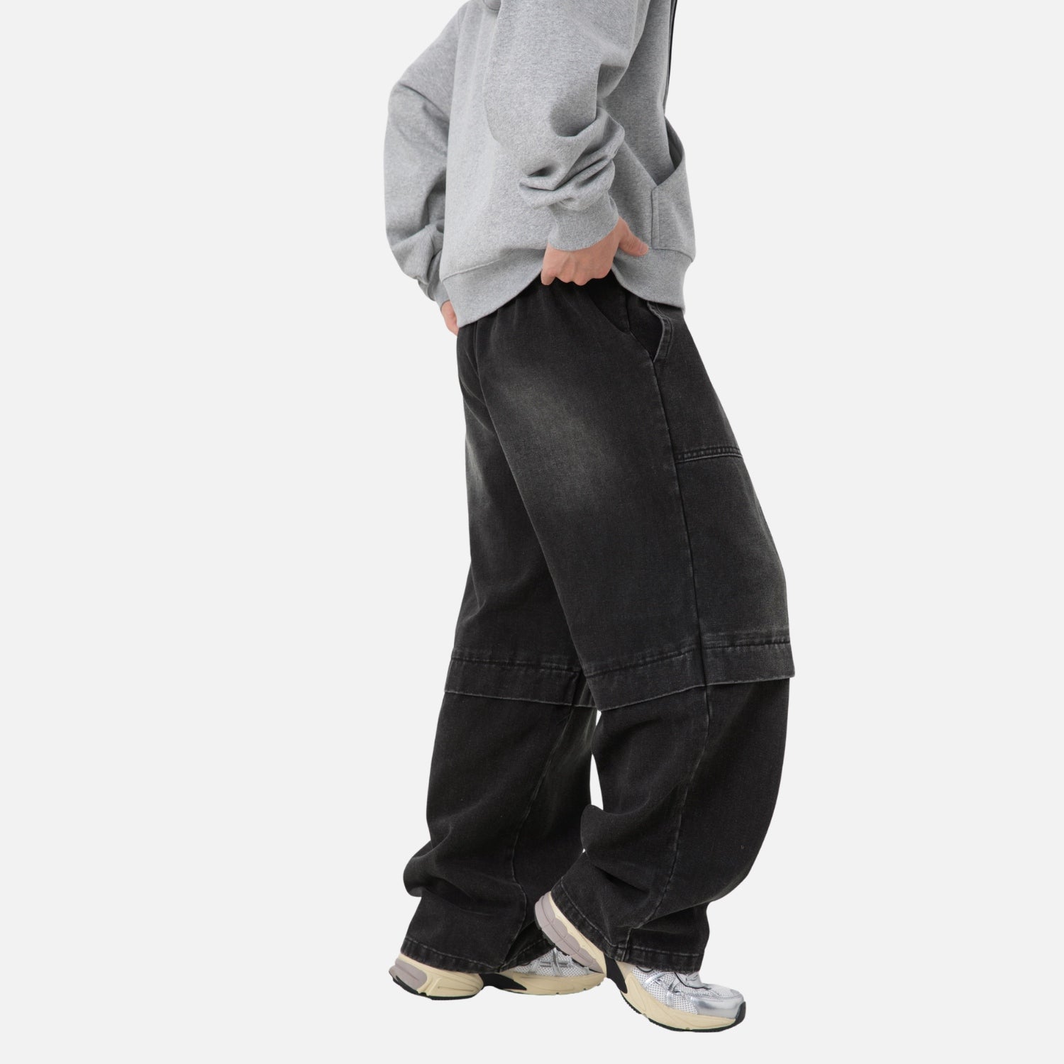 Vintage Washed Paneled Denim Pants