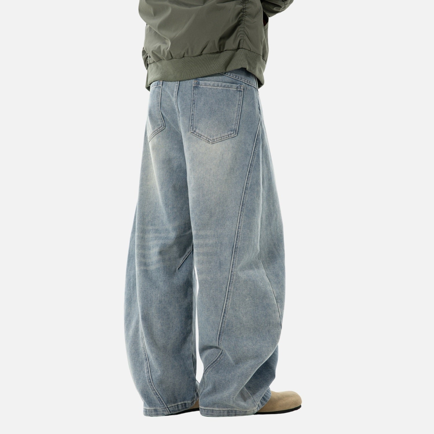 Vintage Washed Panel Baggy Jeans