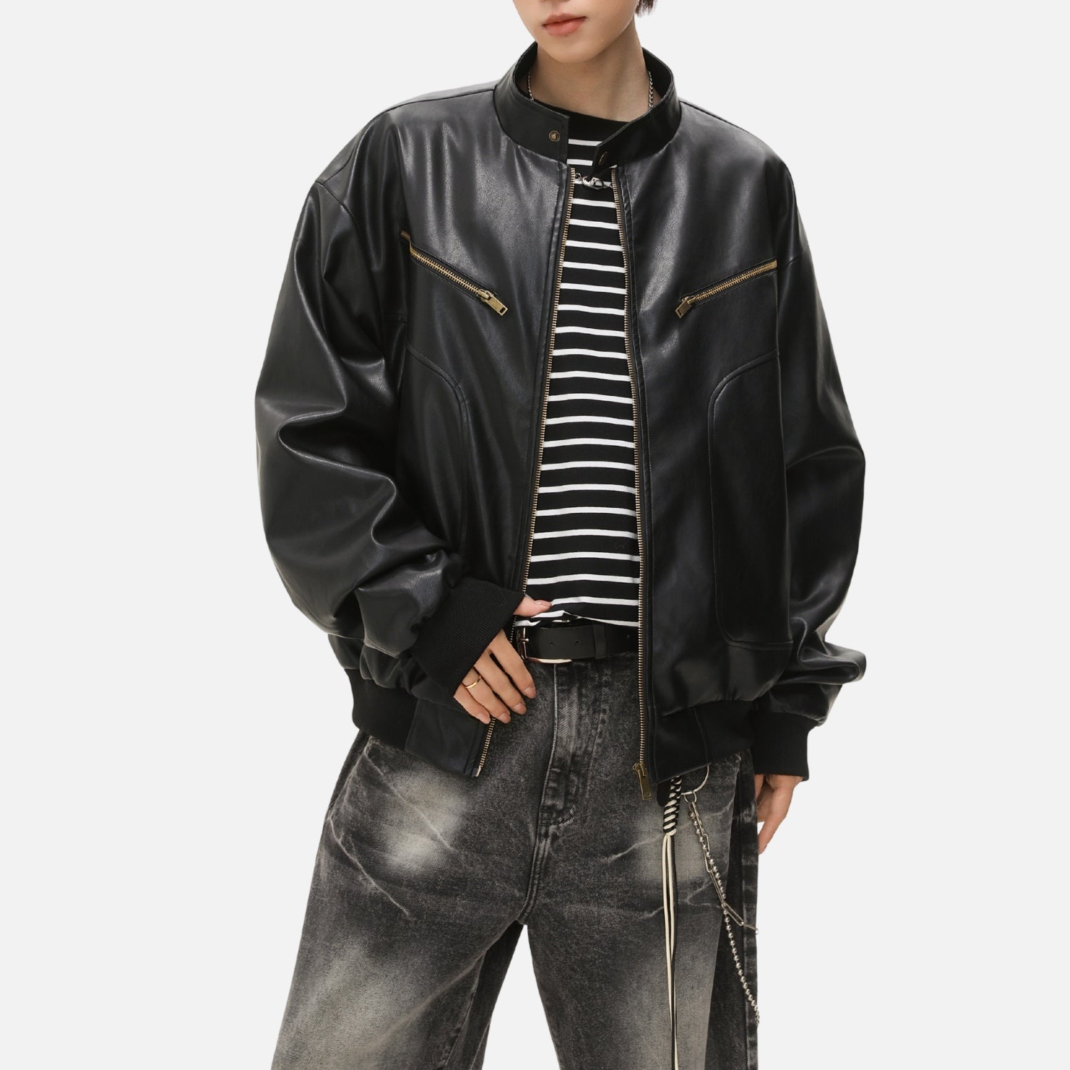 Vintage PU Leather Moto Jacket