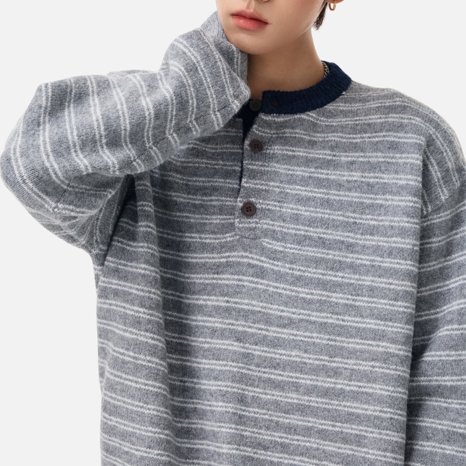 Vintage Colorblock Henley Sweater