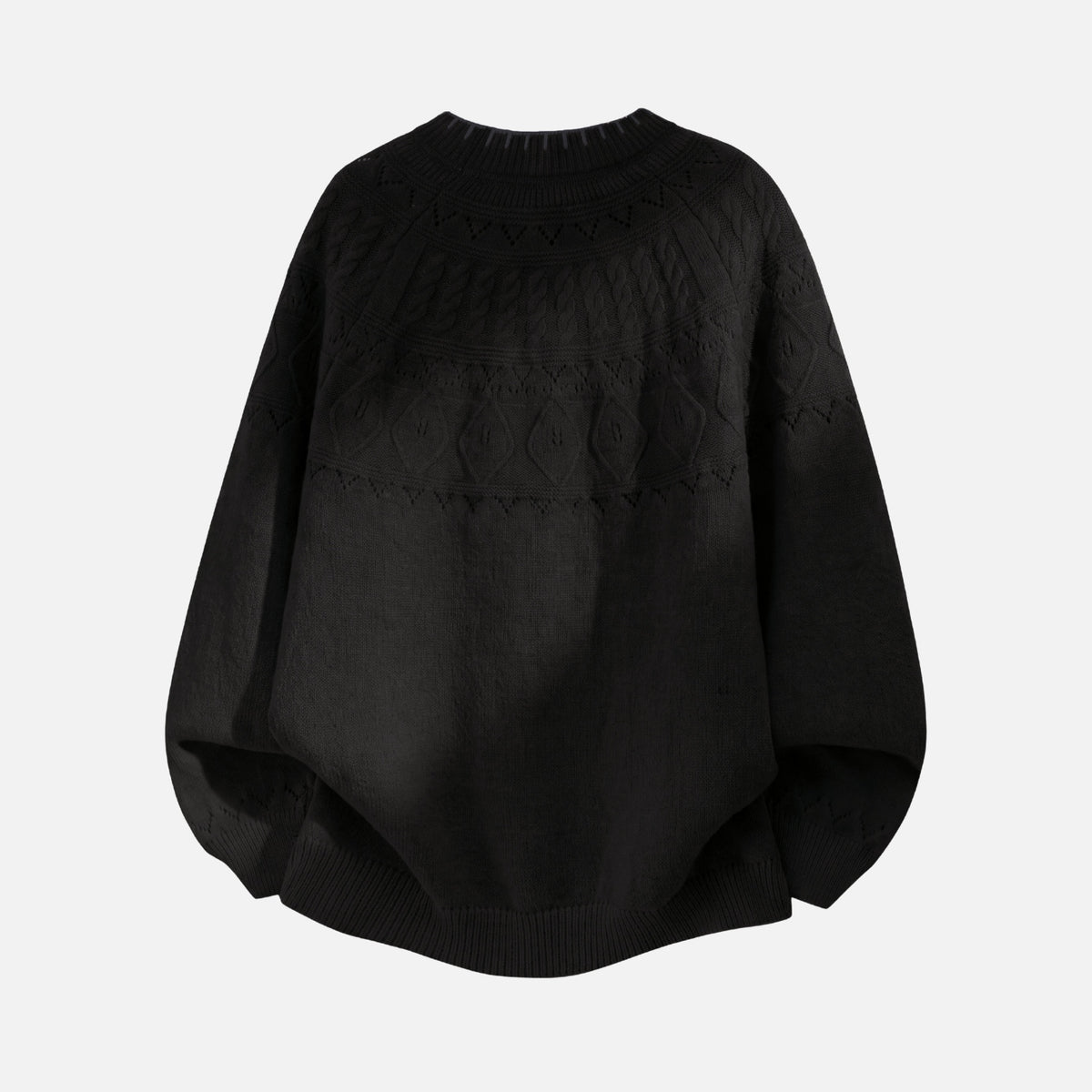 Japanese Vintage Contrast-Collar Cable Knit Sweater