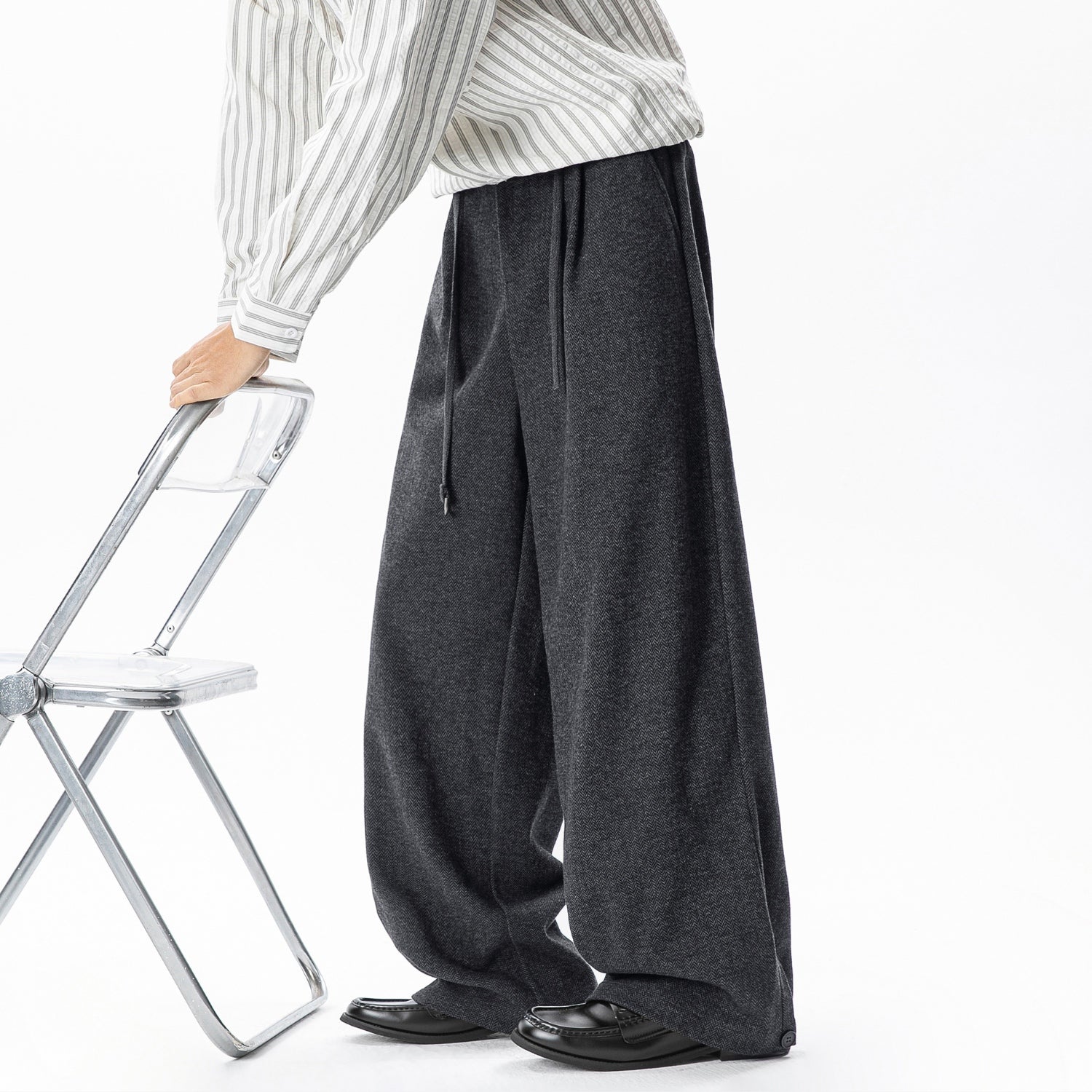 Vintage Old-Money Wool-Texture Trousers