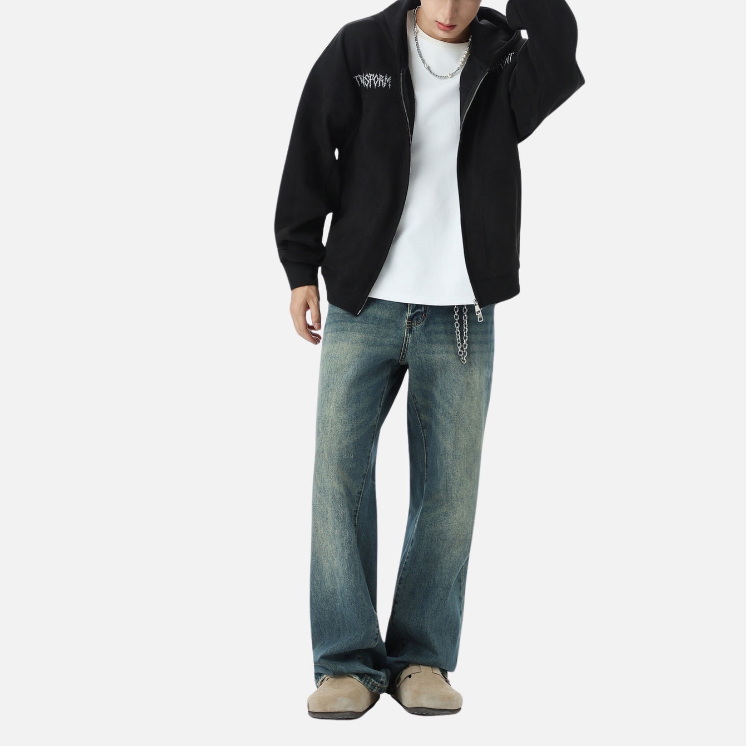 Sudadera retro de ante con capucha