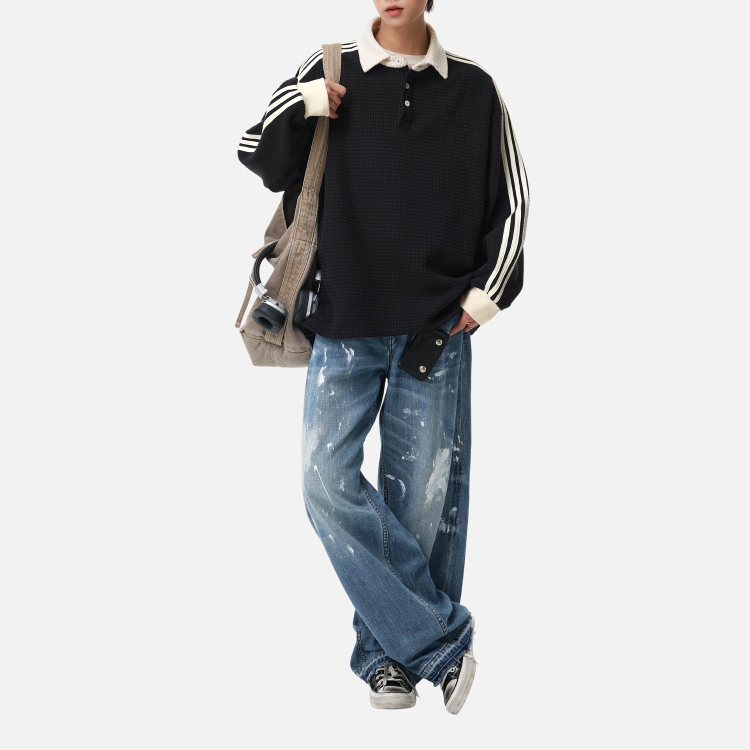 Heavyweight Textured Polo Sweatshirt