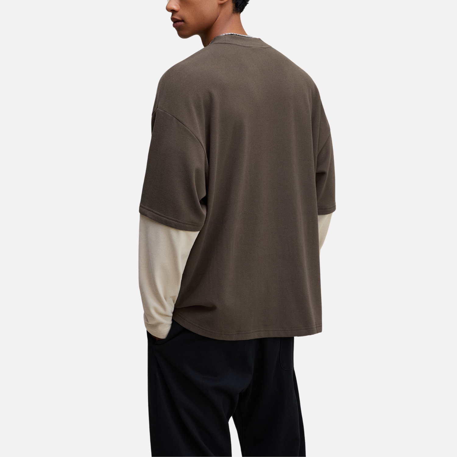 Layered Coral Fleece Long Sleeve Tee