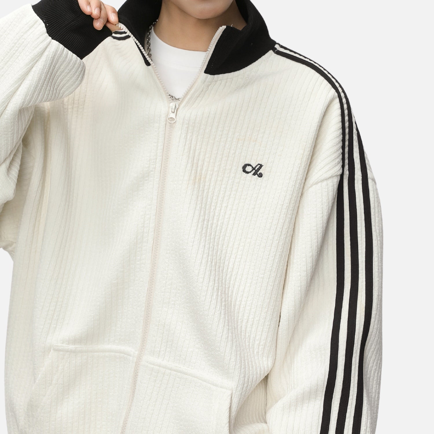 Colorblock Textured Zip-Up Jacket