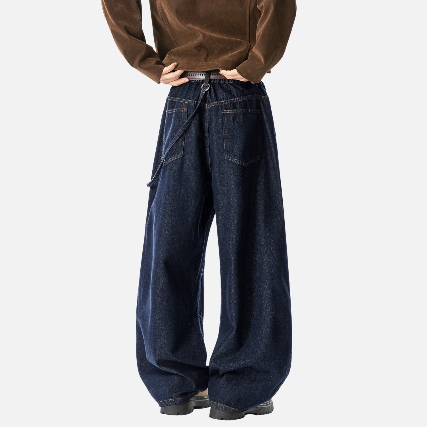 Double Pleated Baggy Jeans