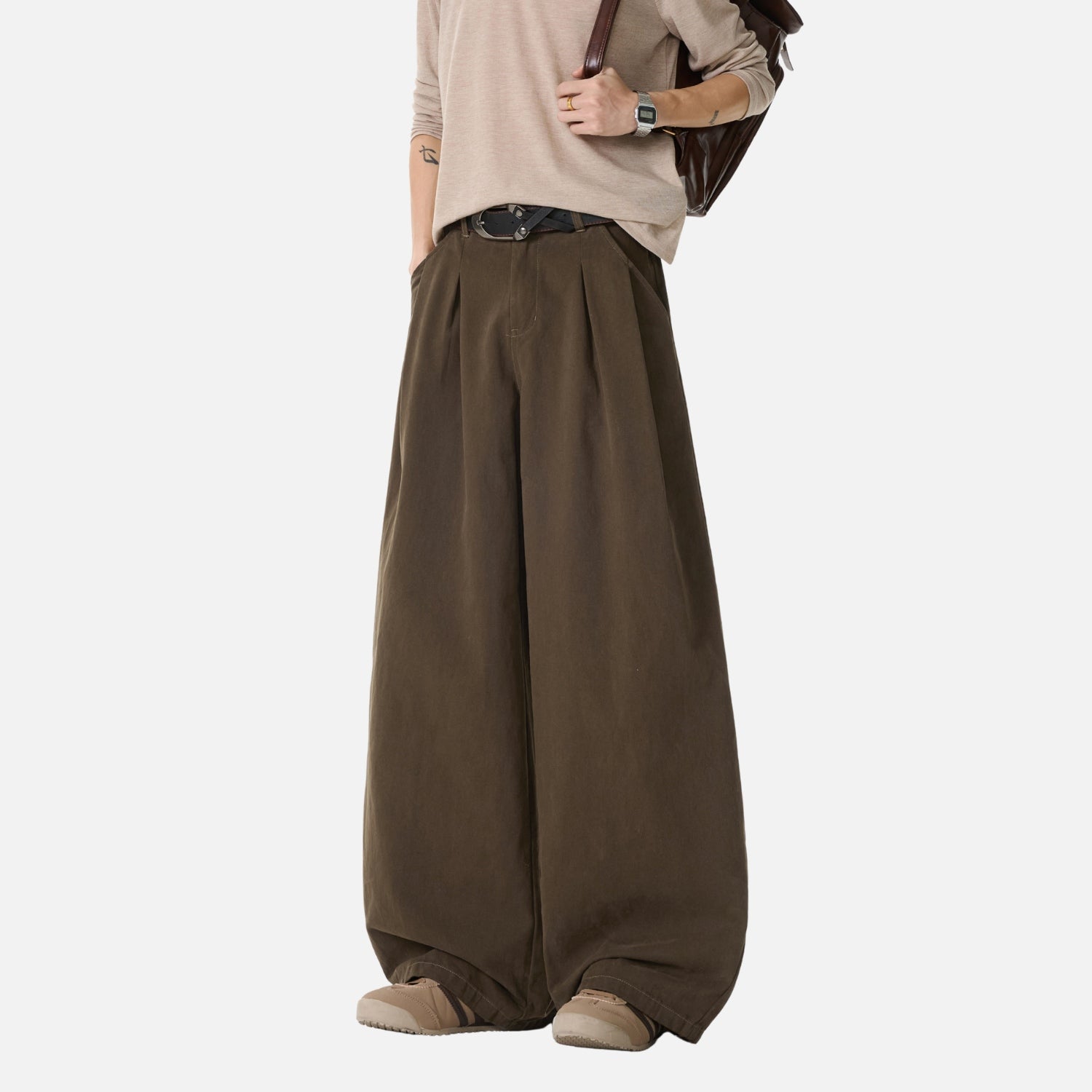 Vintage Double-Pleated Baggy Pants