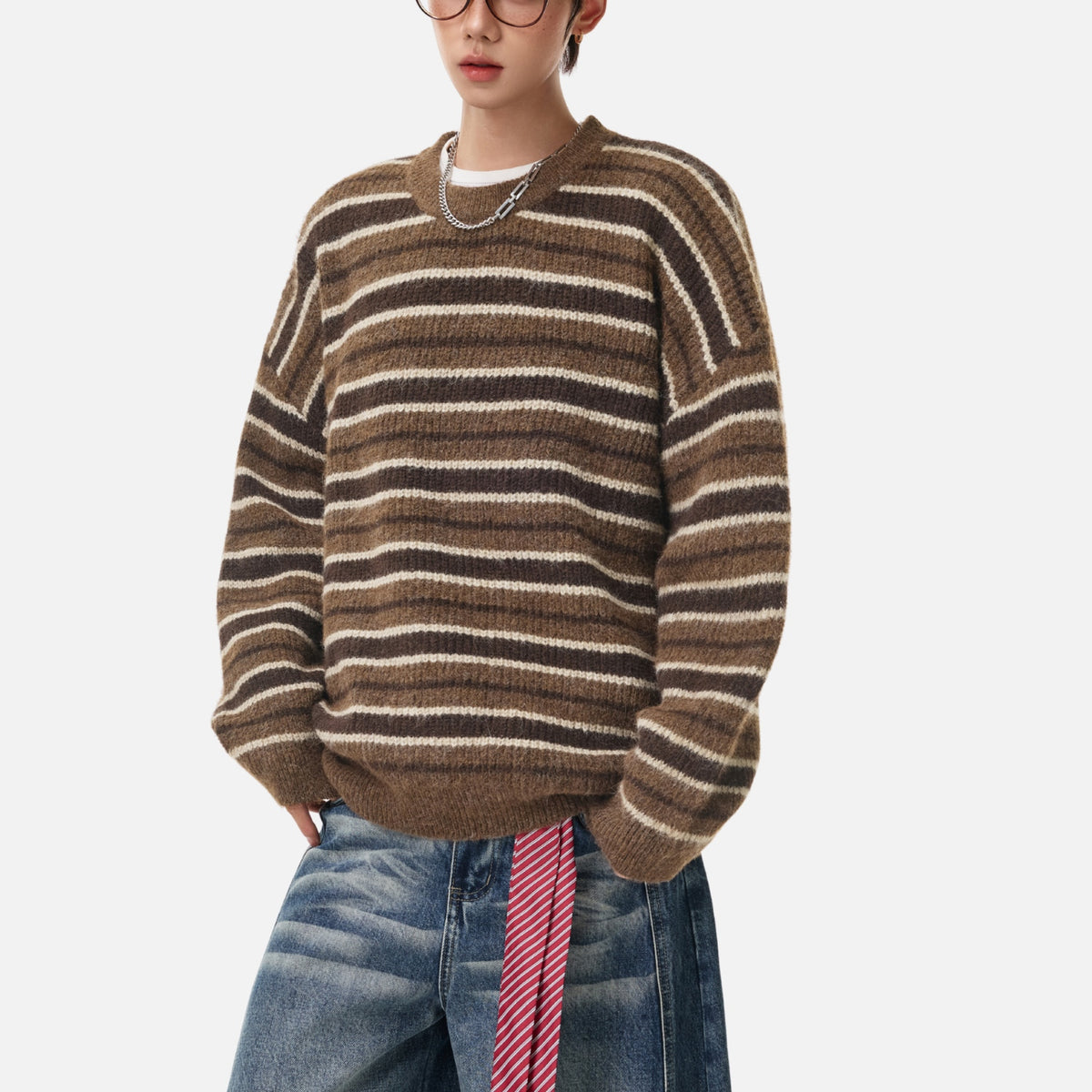 Japanese Vintage Colorblock Striped Sweater
