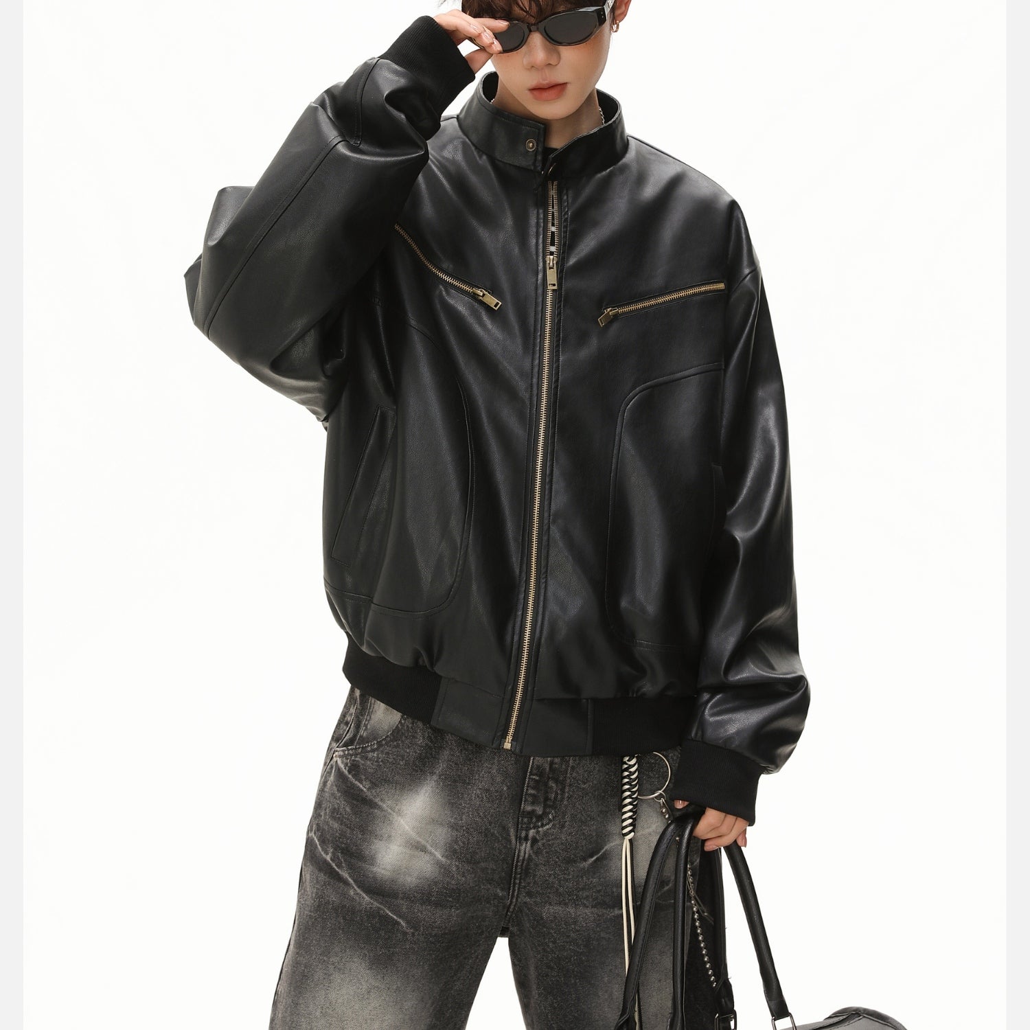Vintage PU Leather Moto Jacket