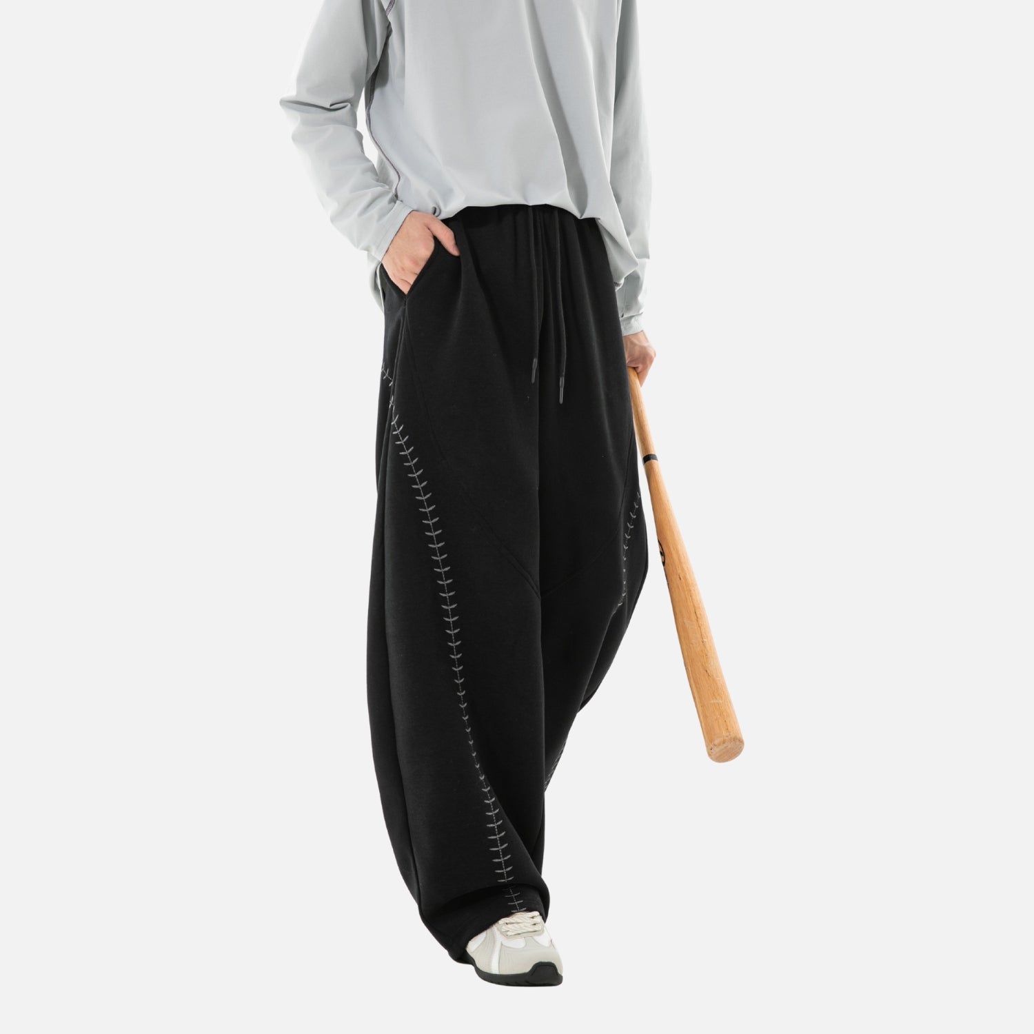 Baseball-Inspired Baggy Sweatpants