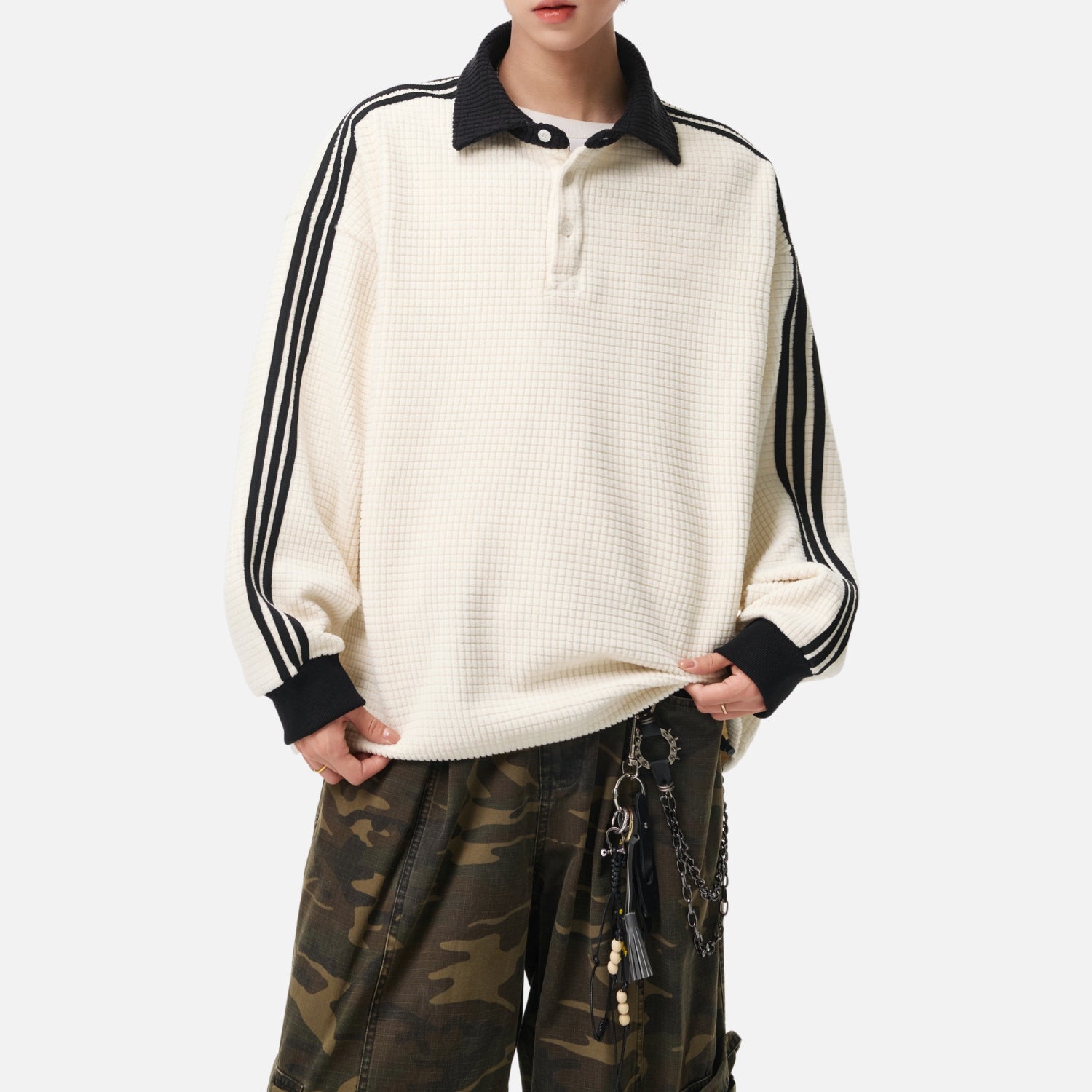 Heavyweight Textured Polo Sweatshirt