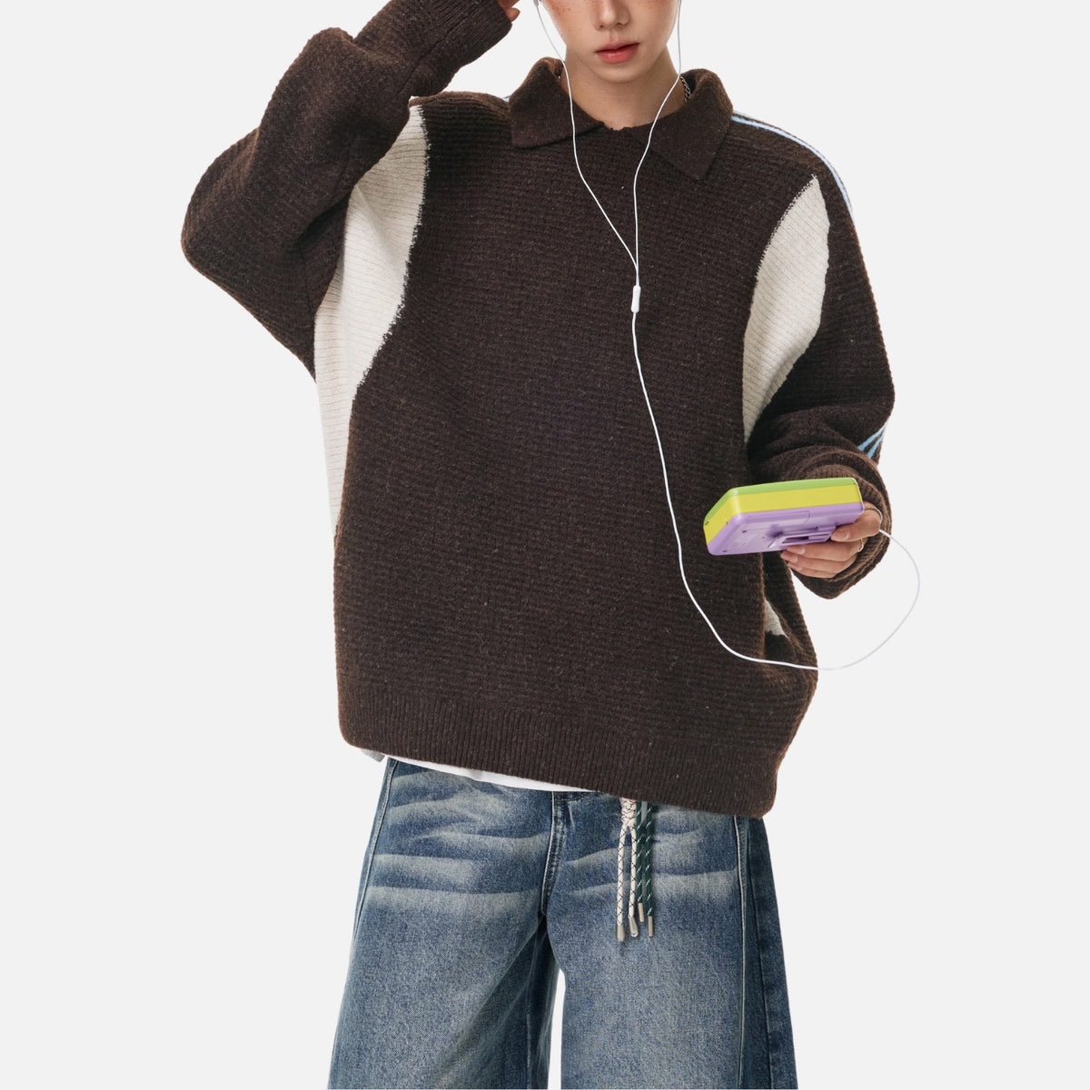 Vintage Colorblock Polo Sweater