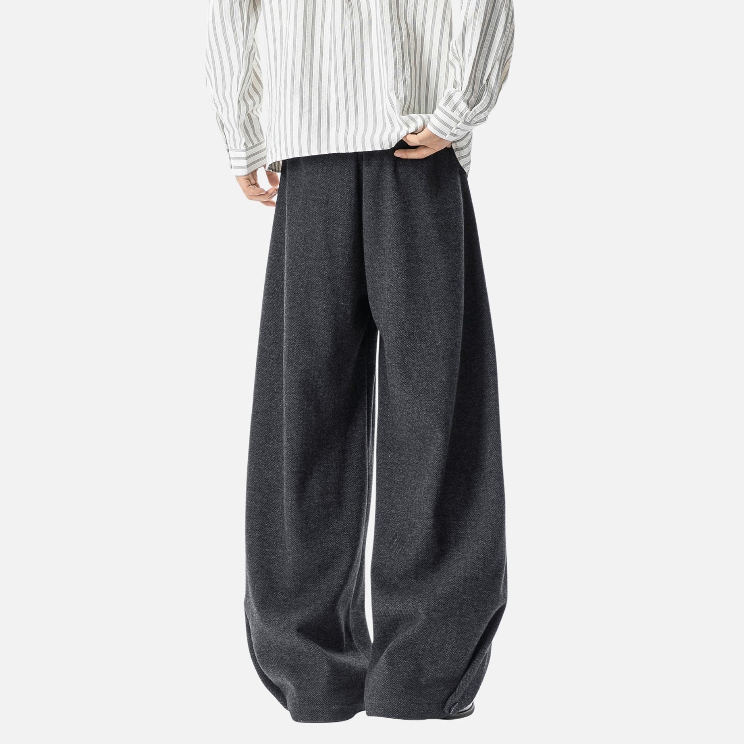Vintage Old-Money Wool-Texture Trousers