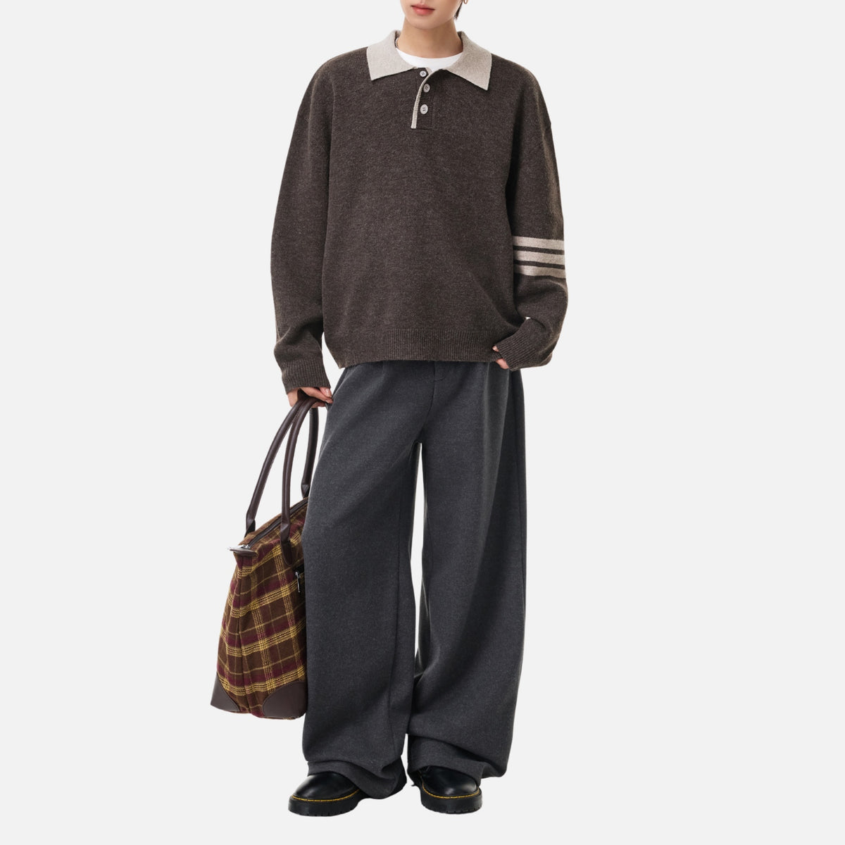 Vintage Old-Money Colorblock Polo Sweater