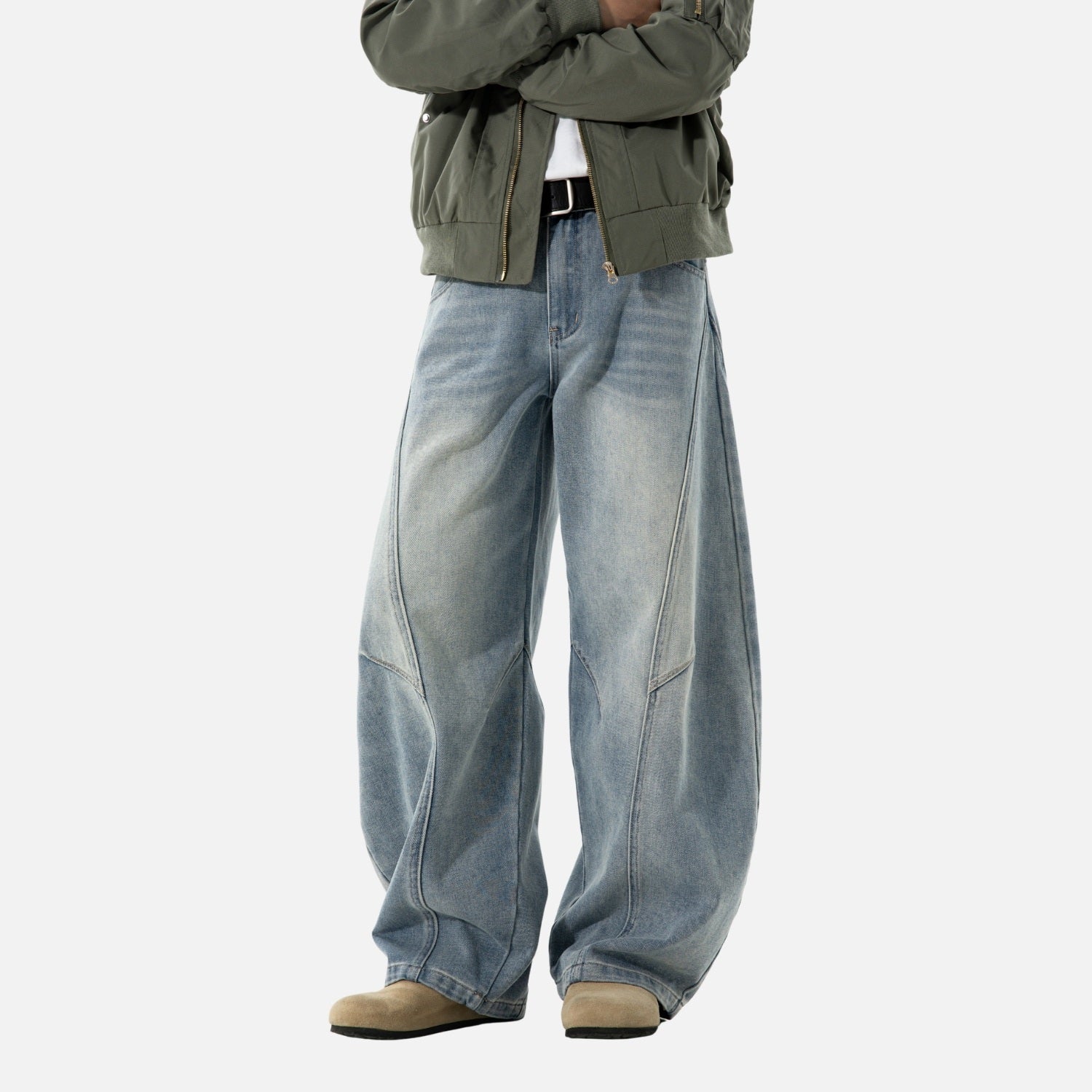 Vintage Washed Panel Baggy Jeans