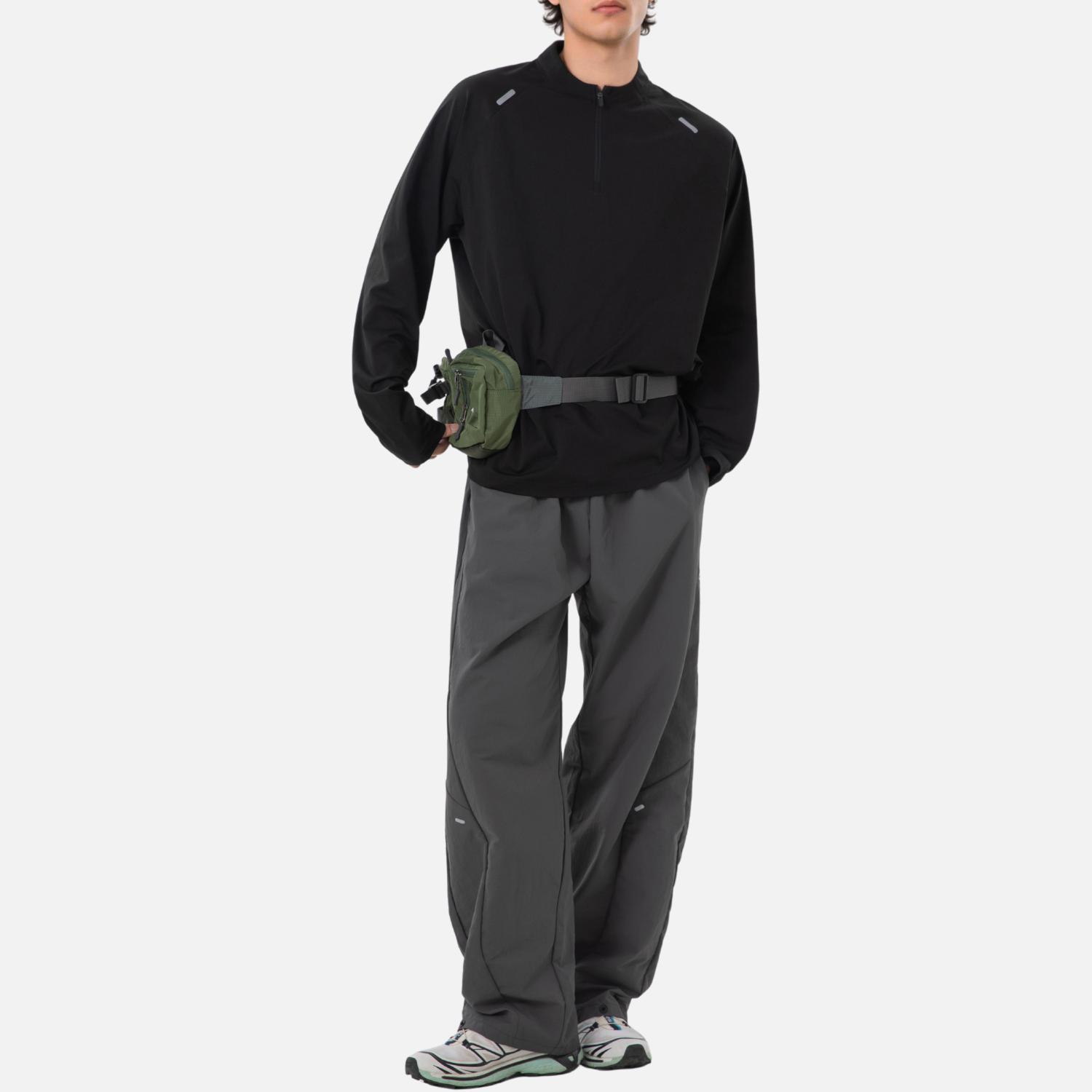 Half-Zip Stand-Collar Reflective Tee