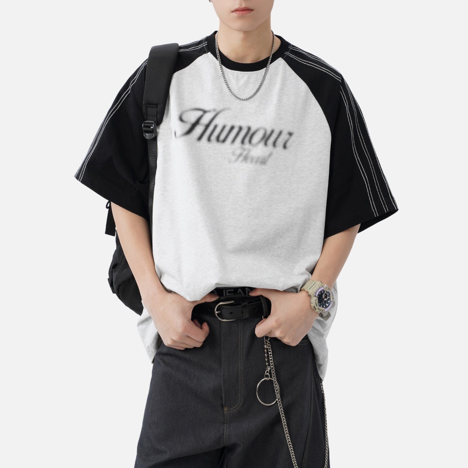 Contrast-Stitch Raglan Tee