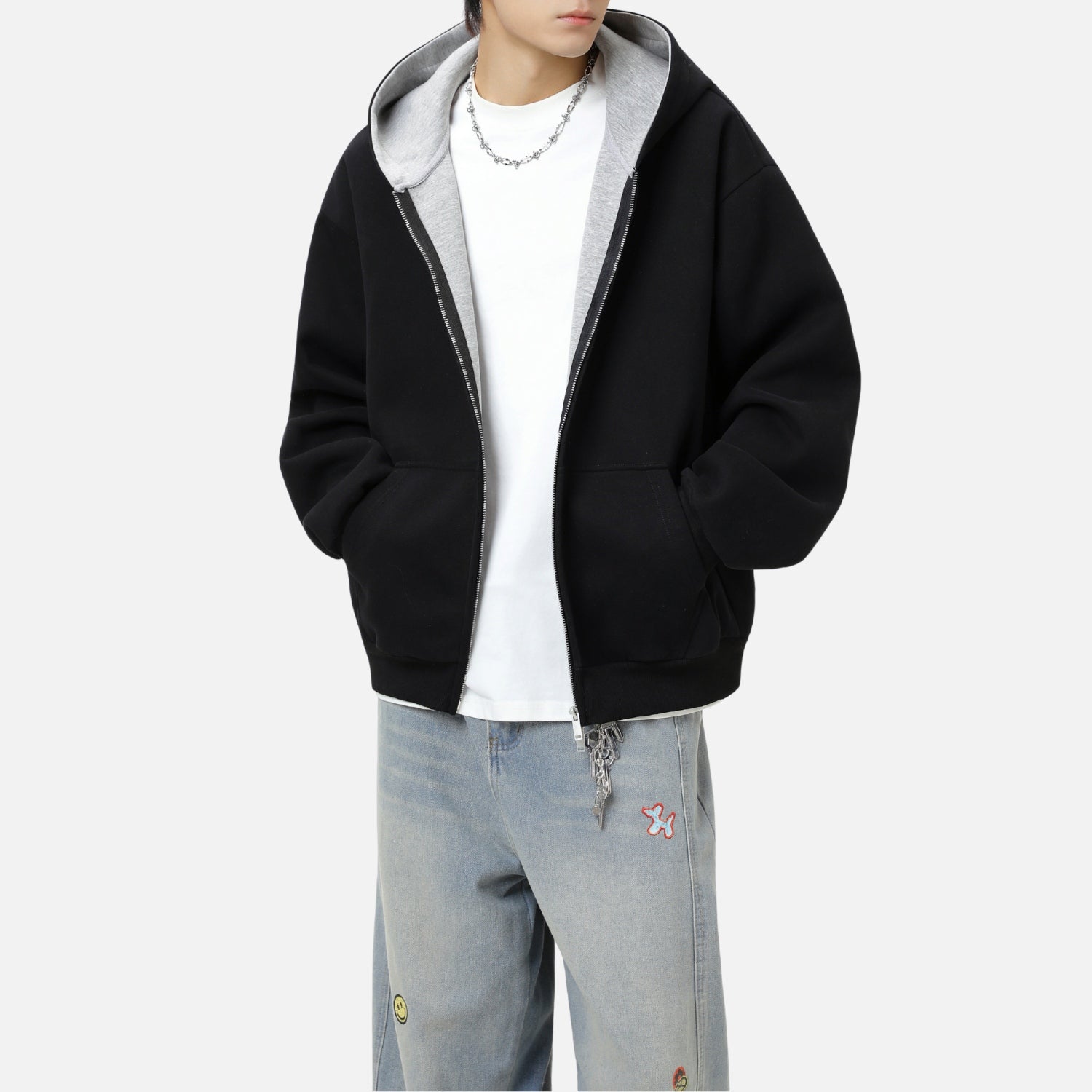 Heavyweight Colorblock Zip-Up Hoodie