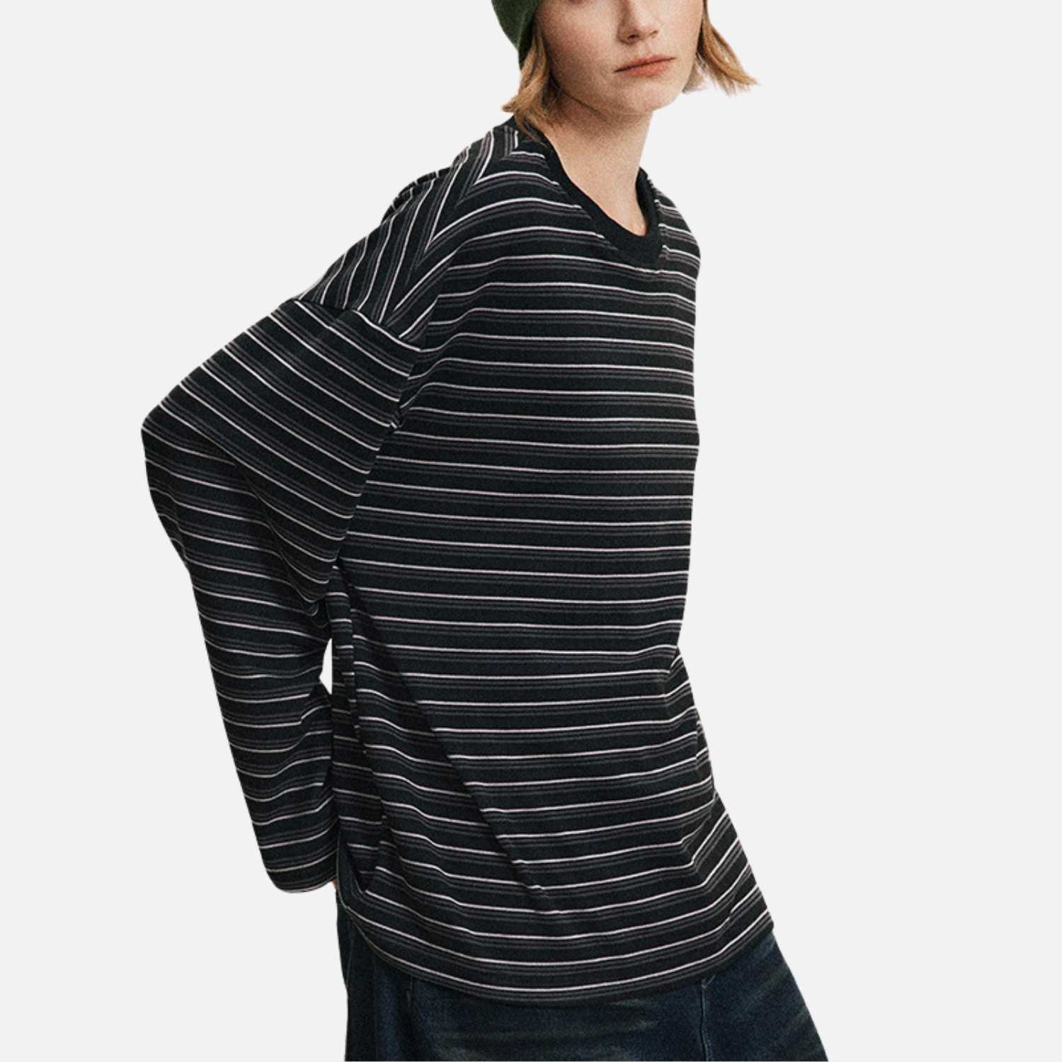 Gestreiftes Langarm-T-Shirt mit Rundhalsausschnitt