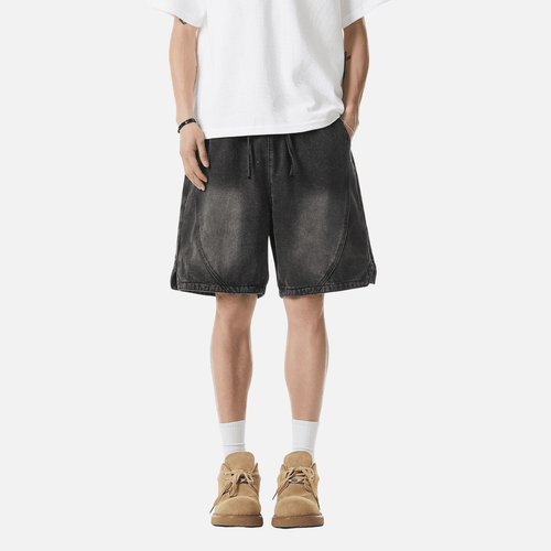 Adjustable Waistband Denim Shorts