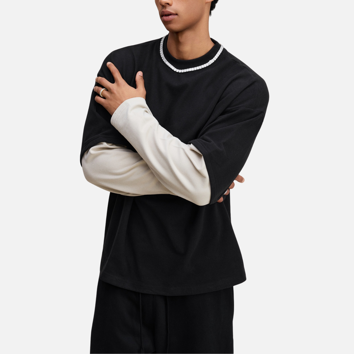 Layered Coral Fleece Long Sleeve Tee