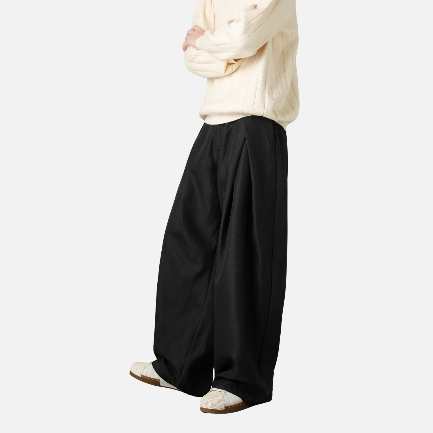 Elegant Pleated Texture Trousers