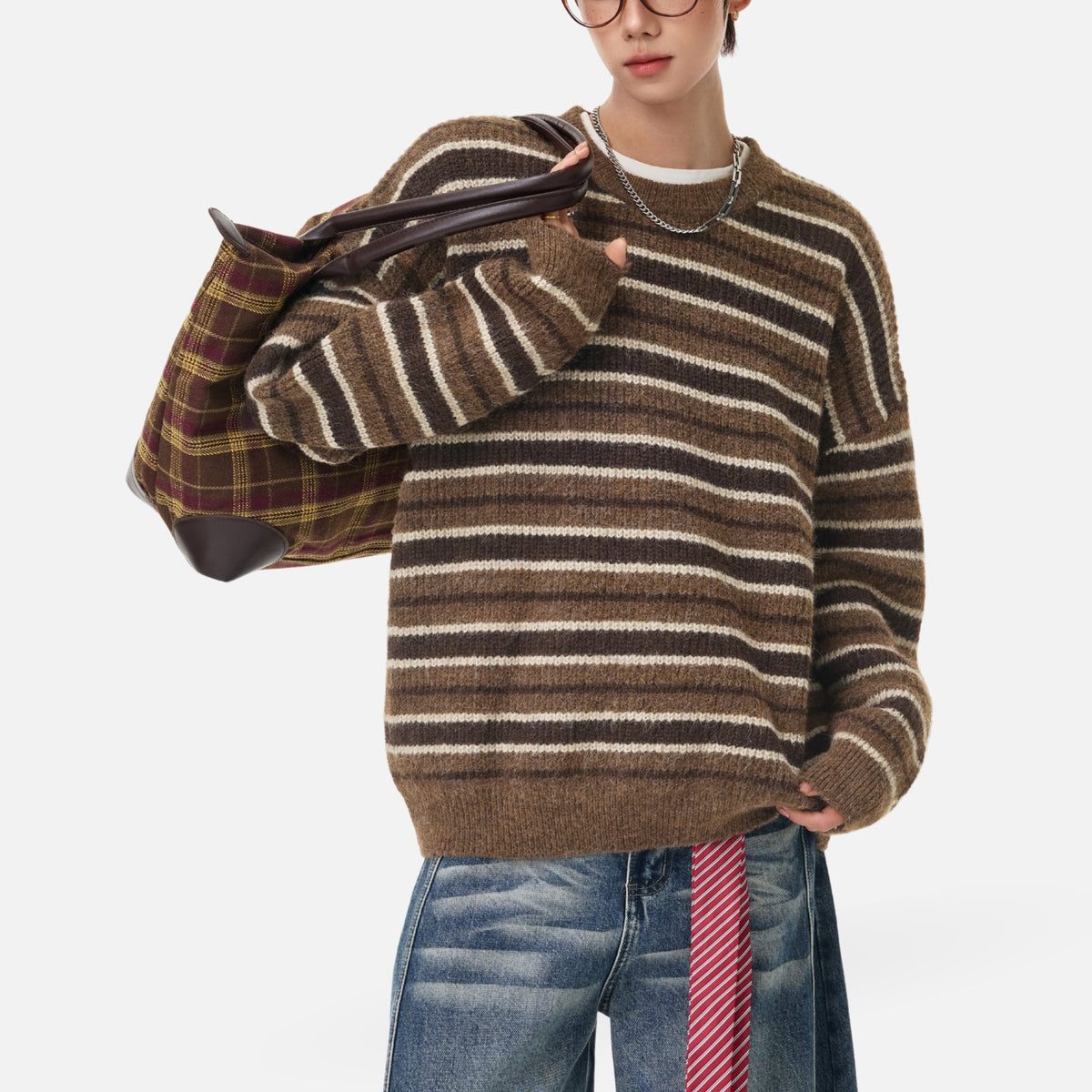 Japanese Vintage Colorblock Striped Sweater