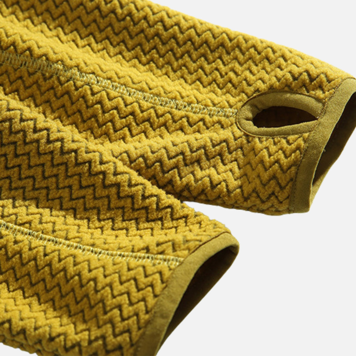 Wave-Textured Fleece Hooded Sweatshirt