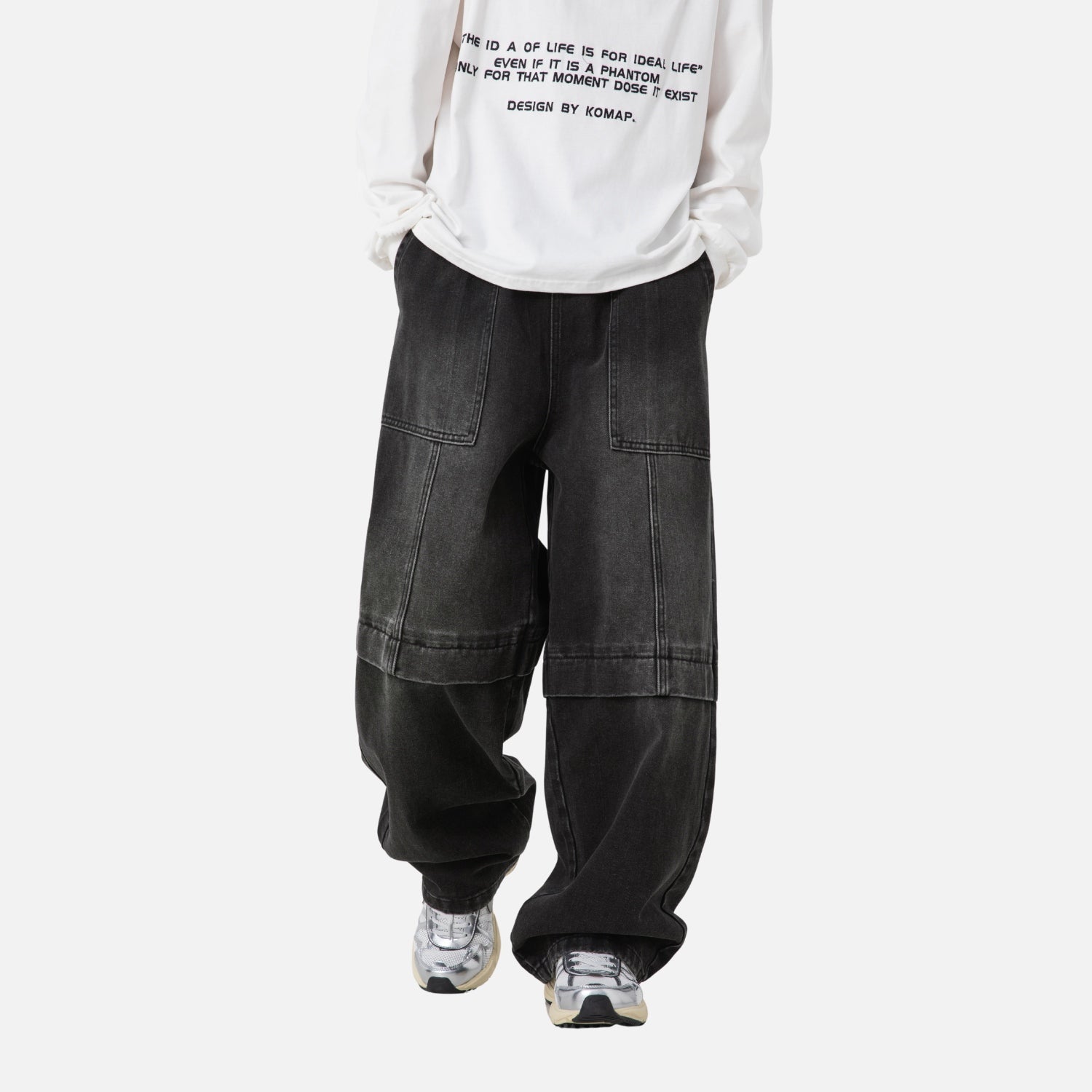 Vintage Washed Paneled Denim Pants