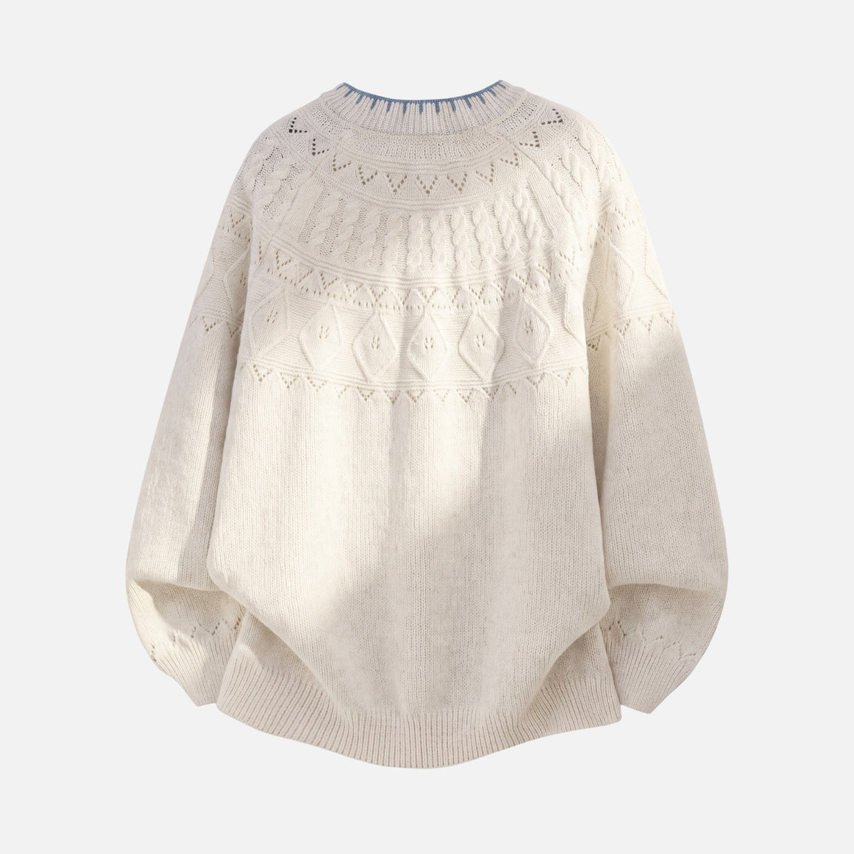Japanese Vintage Contrast-Collar Cable Knit Sweater