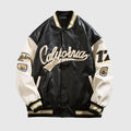 Embroidered PU Leather Baseball Jacket