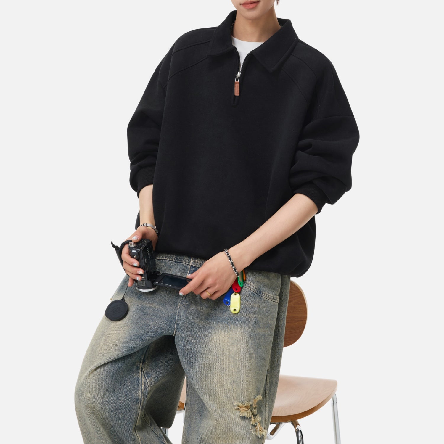 Vintage Half-Zip Polo Sweatshirt