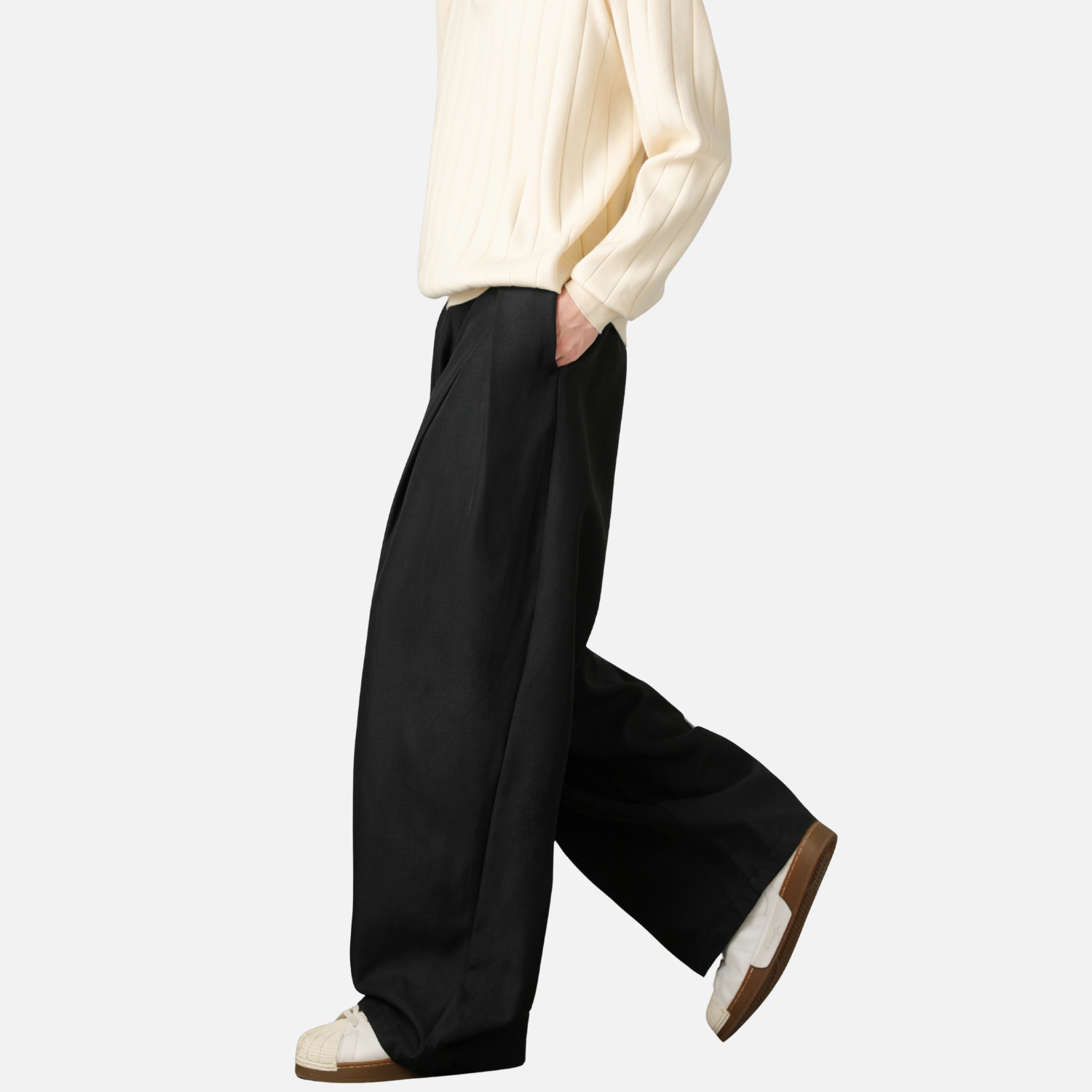 Elegant Pleated Texture Trousers