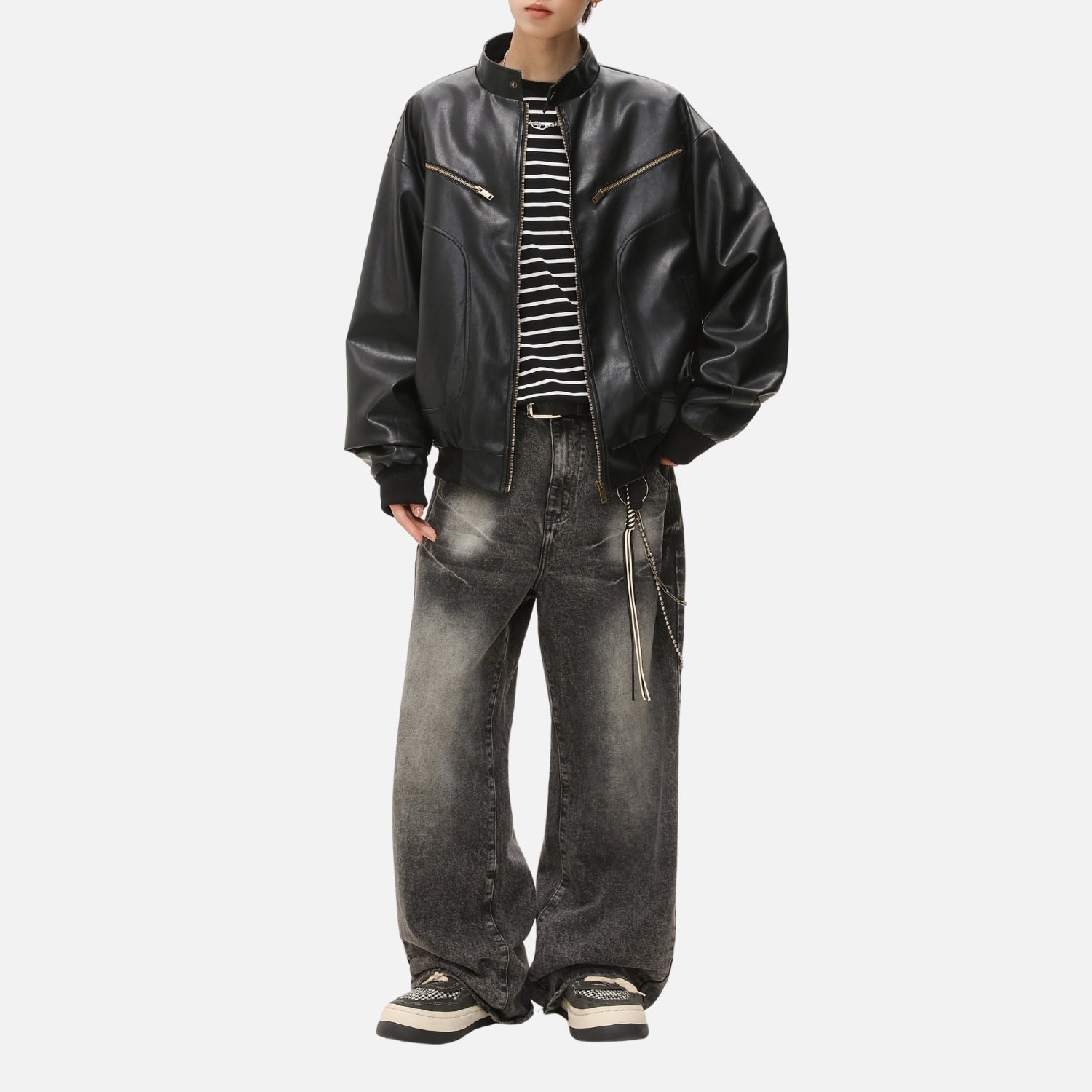 Vintage PU Leather Moto Jacket