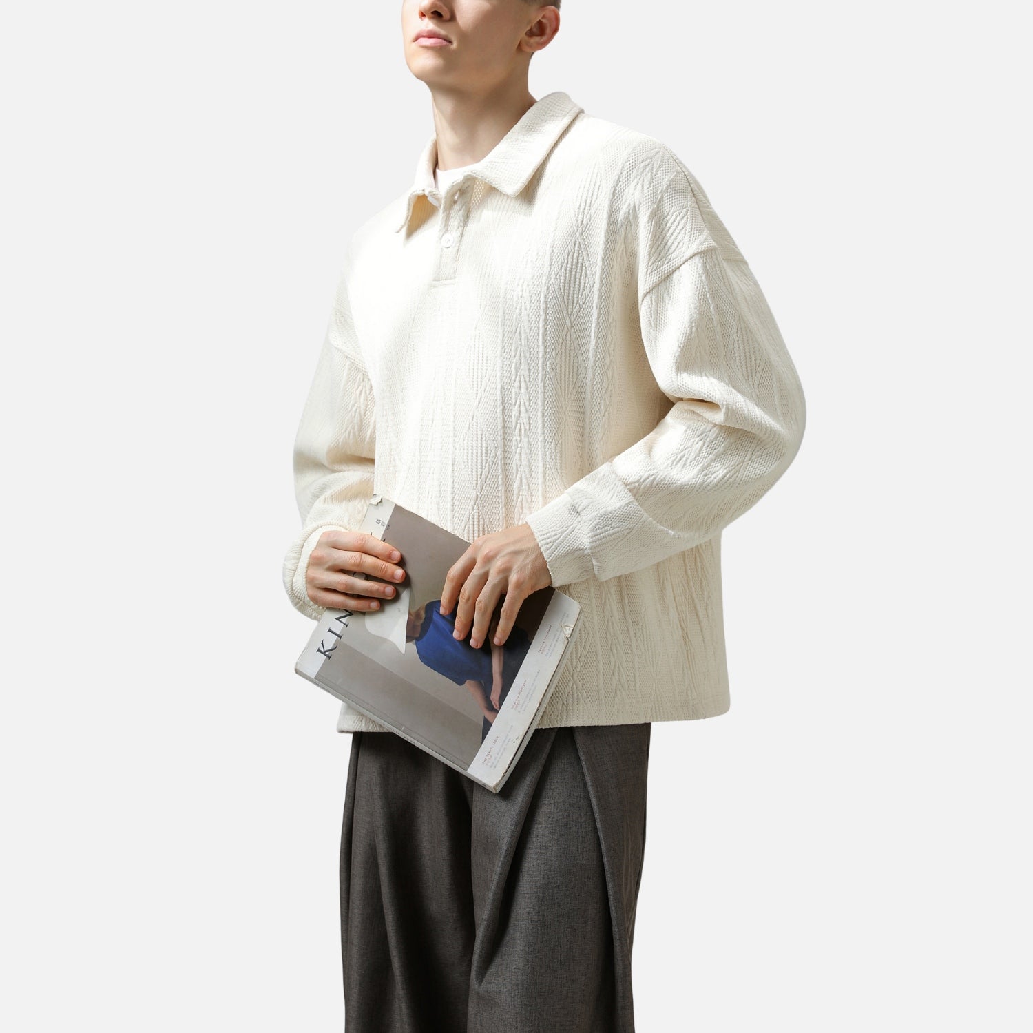 Heavy Jacquard Textured Polo Sweatshirt