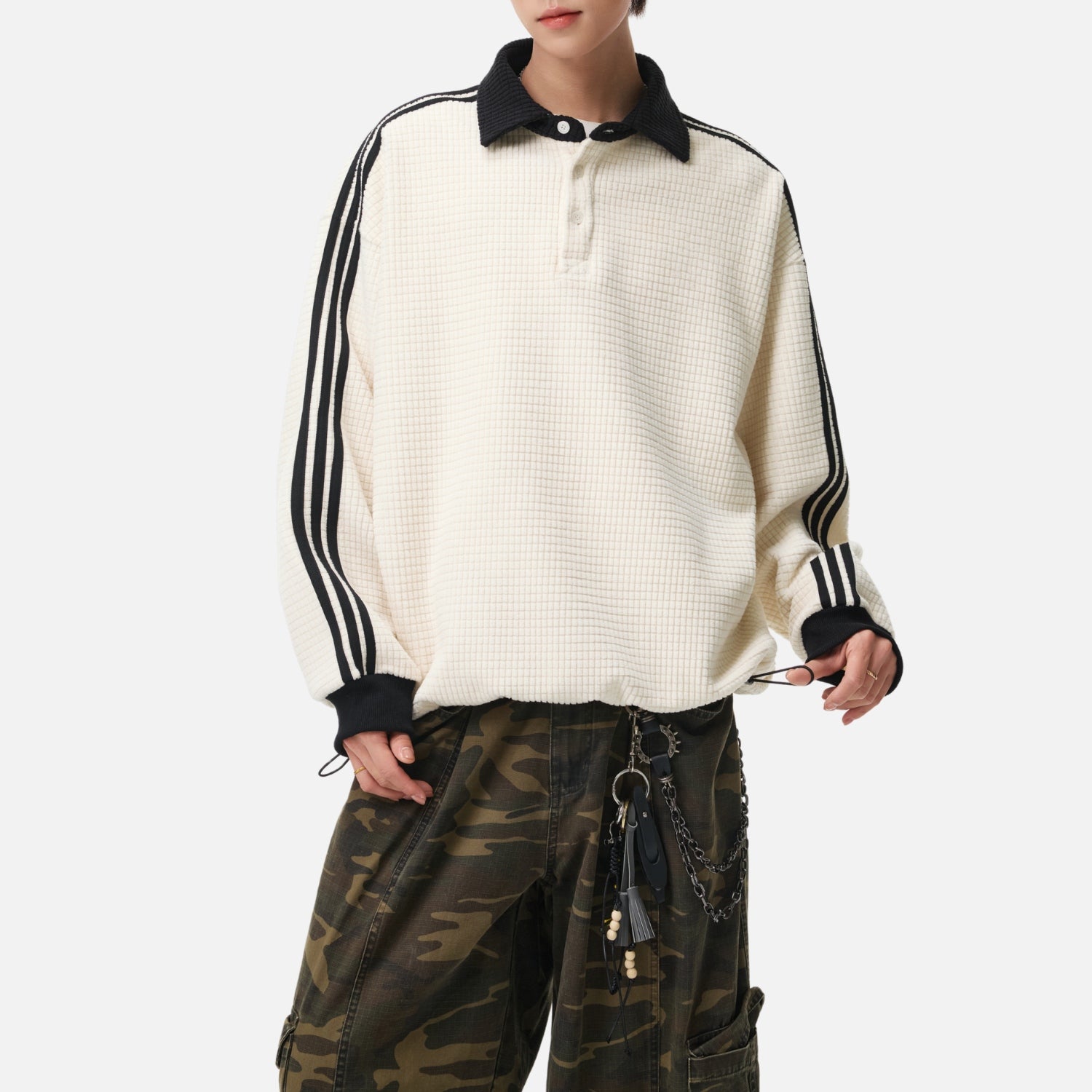 Heavyweight Textured Polo Sweatshirt