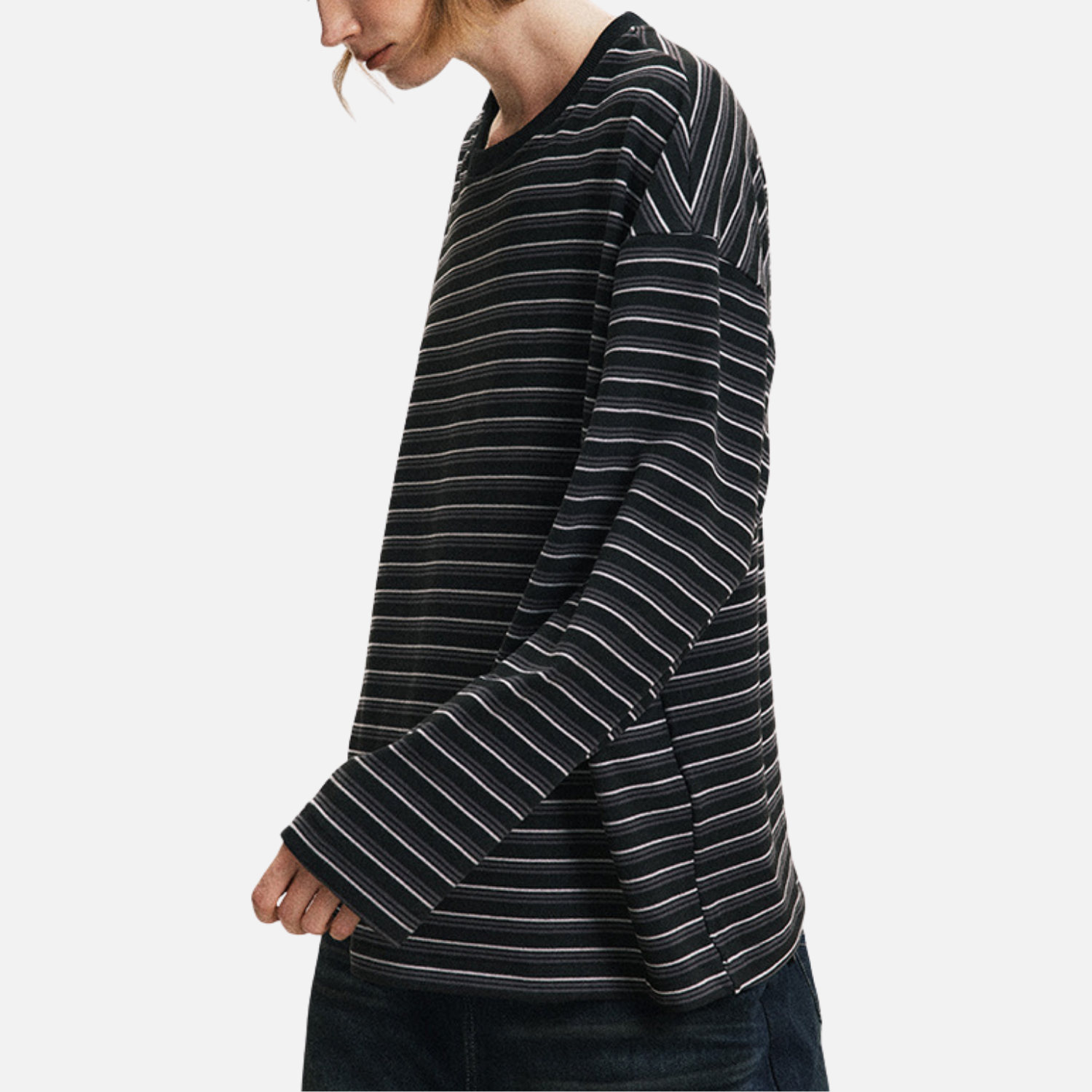 Striped Crewneck Long Sleeve Tee