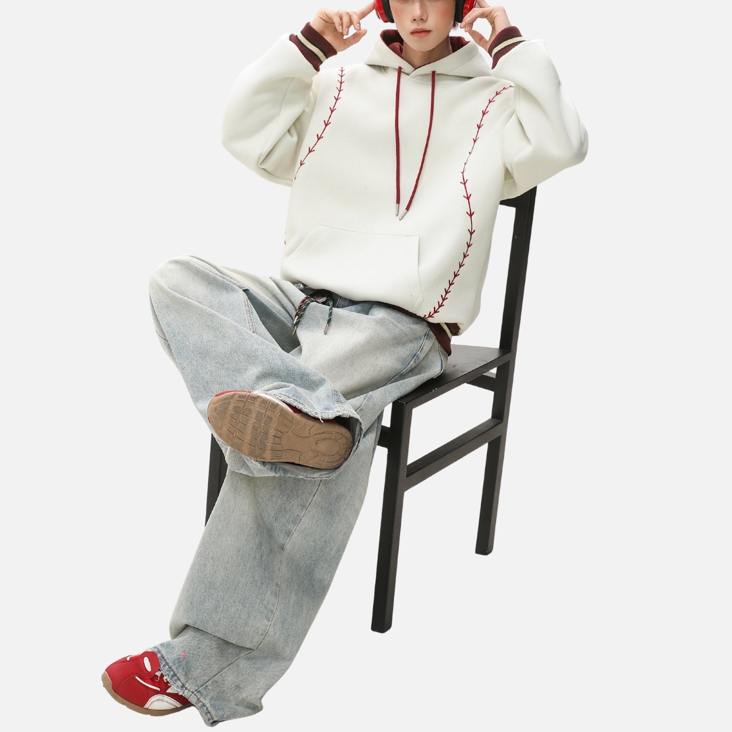 Heavyweight Vintage Contrast Embroidered Hoodie