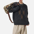 Maglione girocollo vintage colorblock con diamanti