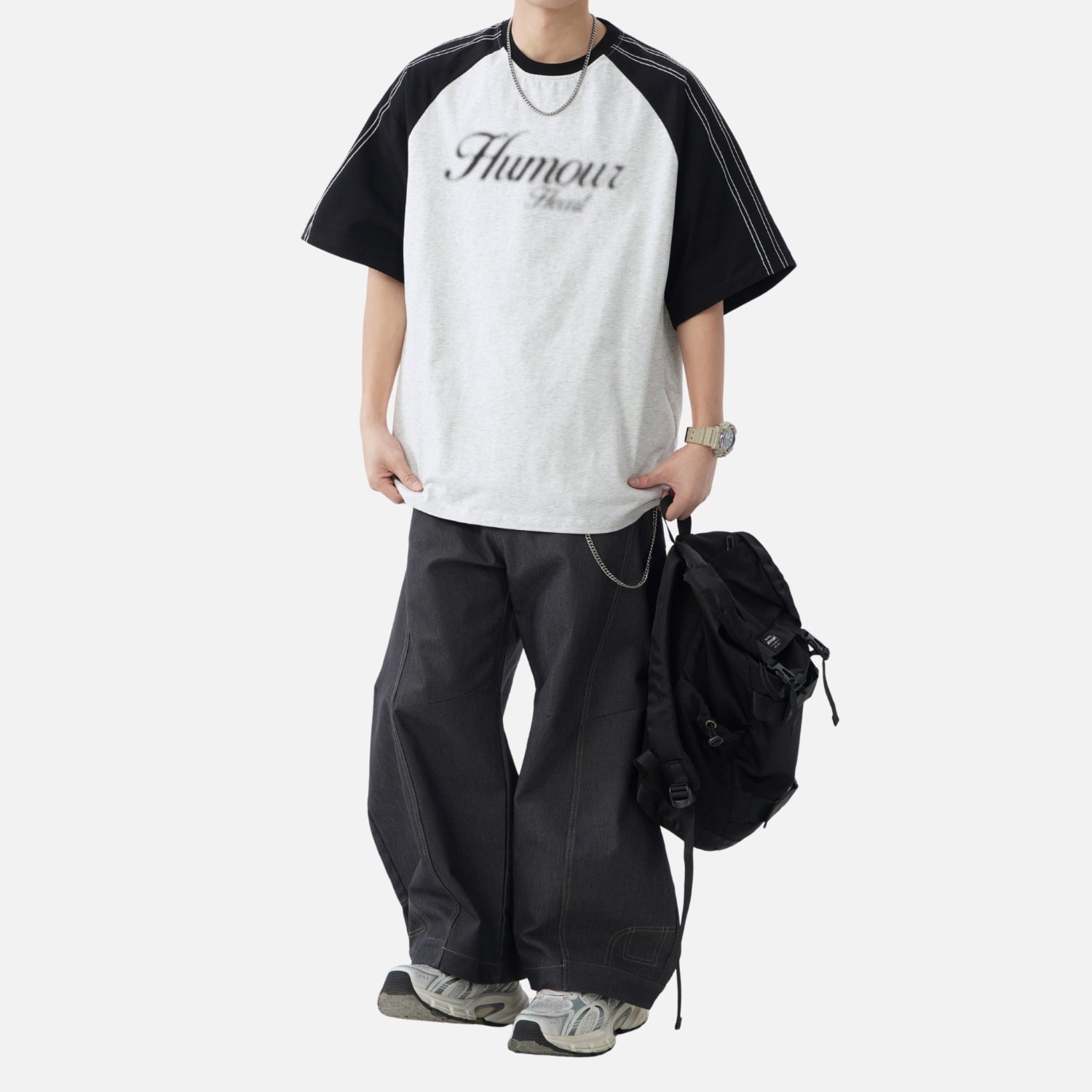 Contrast-Stitch Raglan Tee